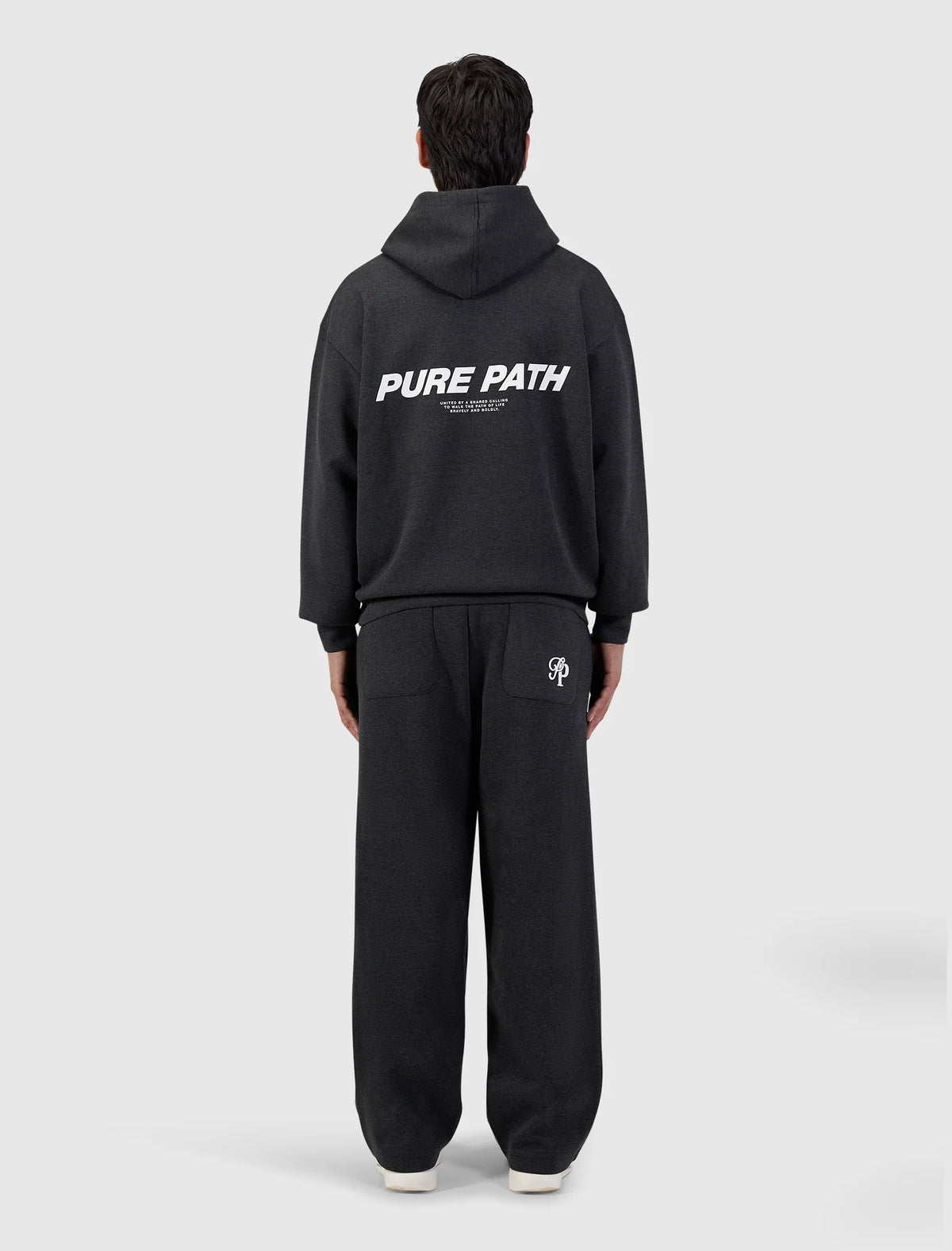 PURE PATH INITIALS INTERLOCK HOODIE Black