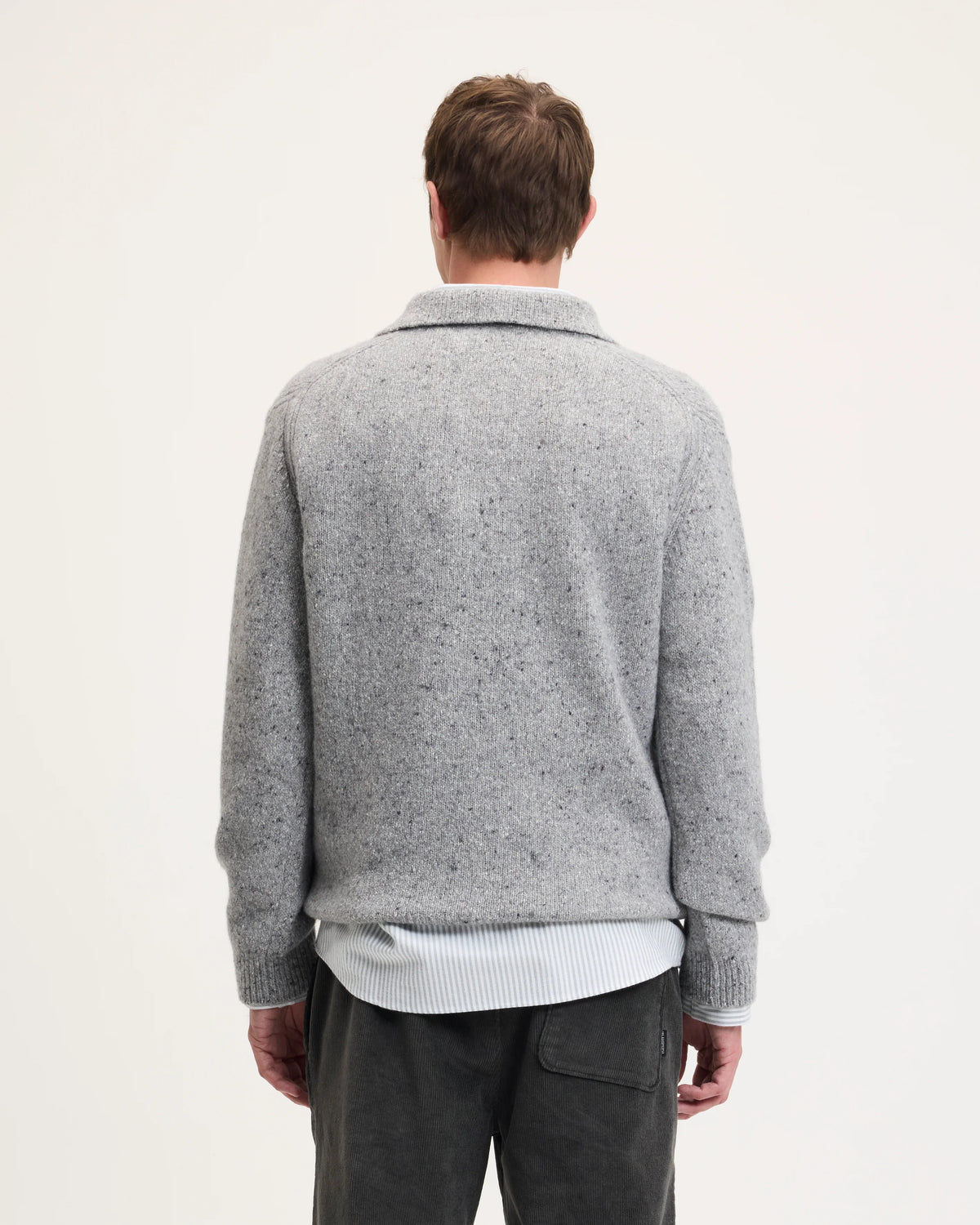 GOOD PEOPLE Kpolo Button Knit Mid Grey Melange