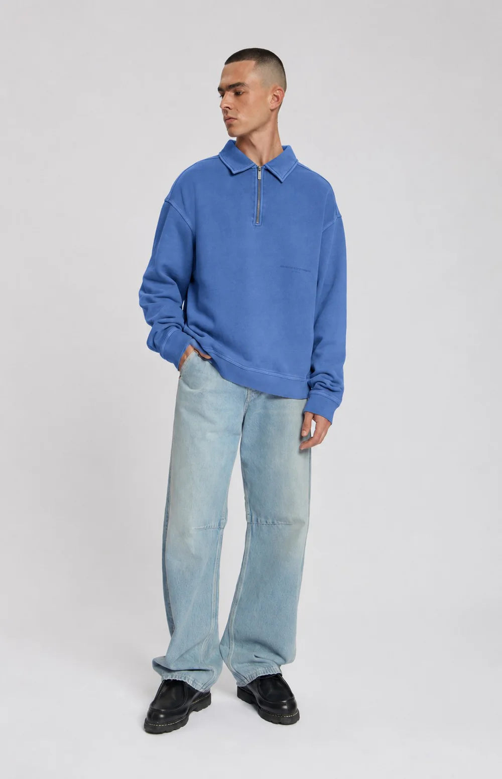 RUSK GARMENT DYED SWEAT POLO Dutch Blue