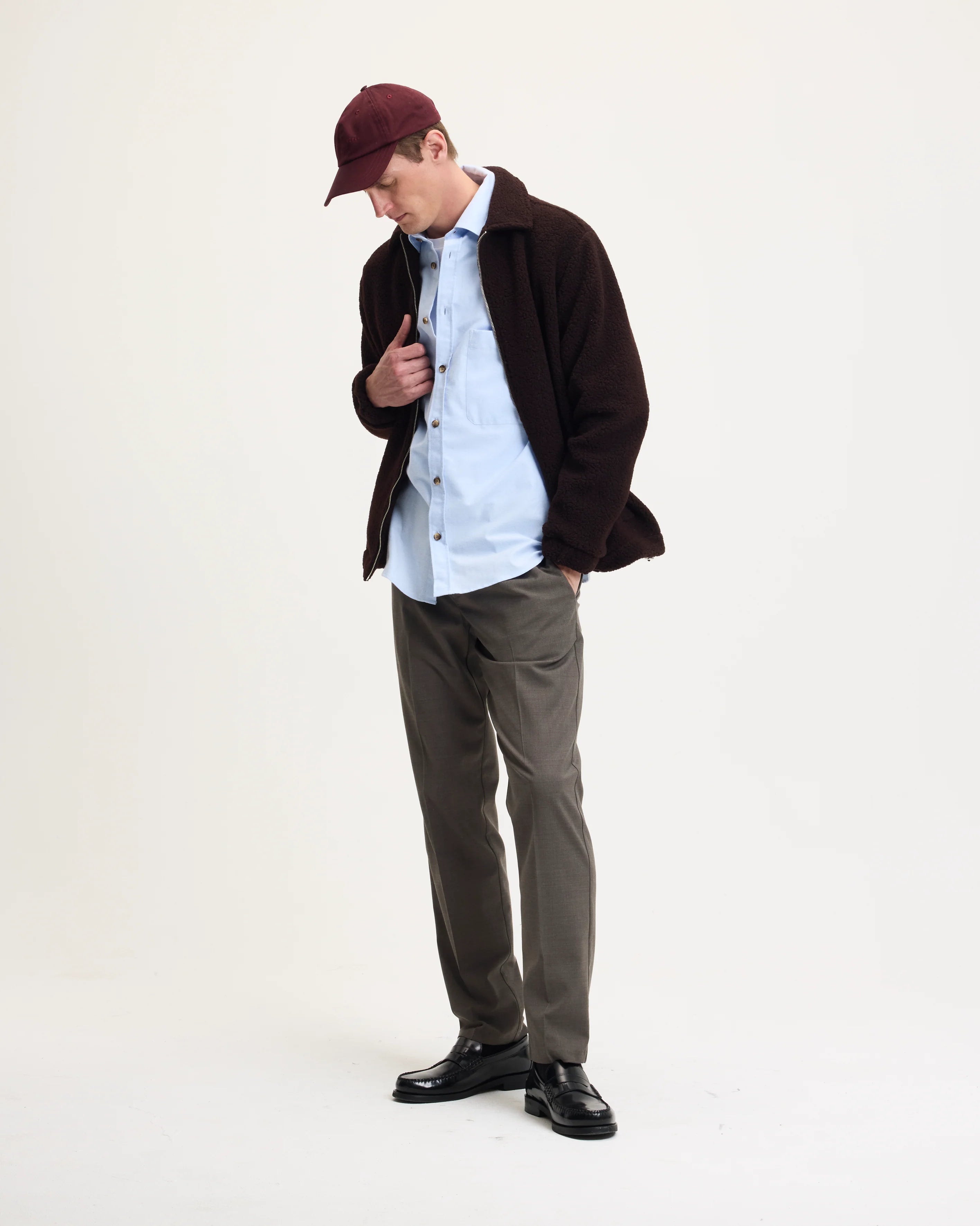 GOOD PEOPLE Jteddy Bomber Jacket Brown