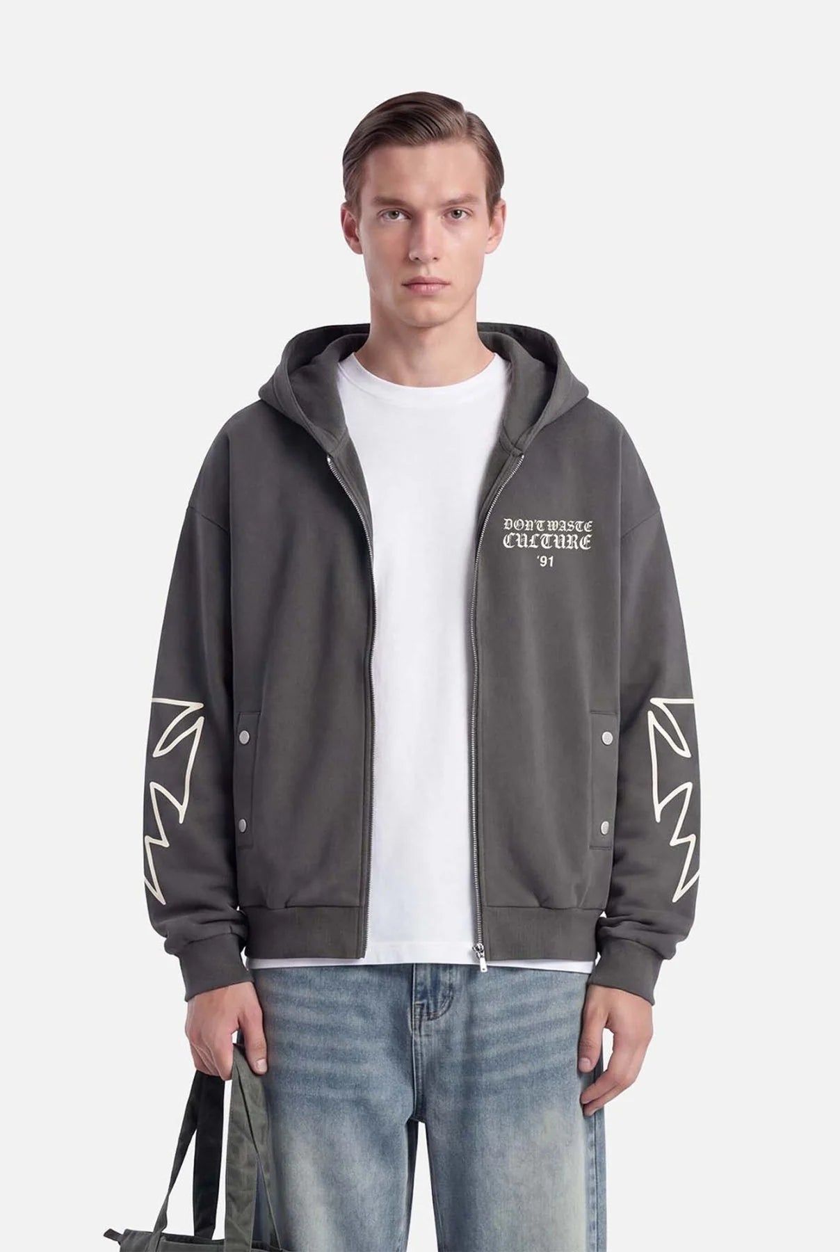 DON’T WASTE CULTURE VELO ZIPPER HOODIE | GREY