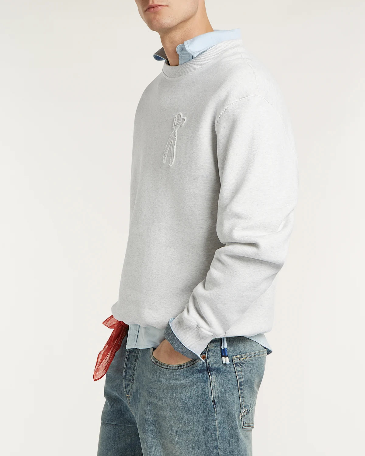 DENHAM SCISSOR PATCH CREWNECK Grey Marl