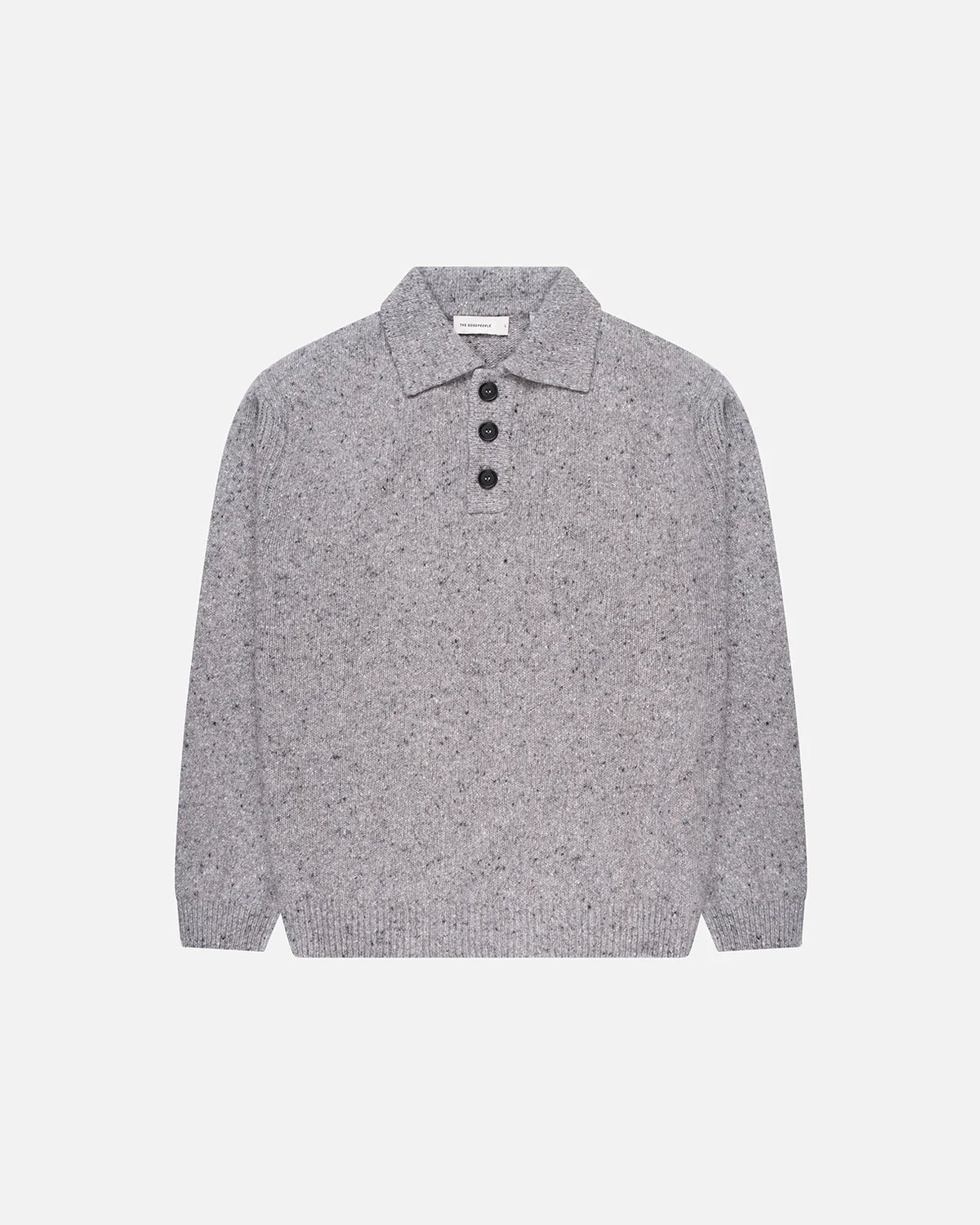 GOOD PEOPLE Kpolo Button Knit Mid Grey Melange