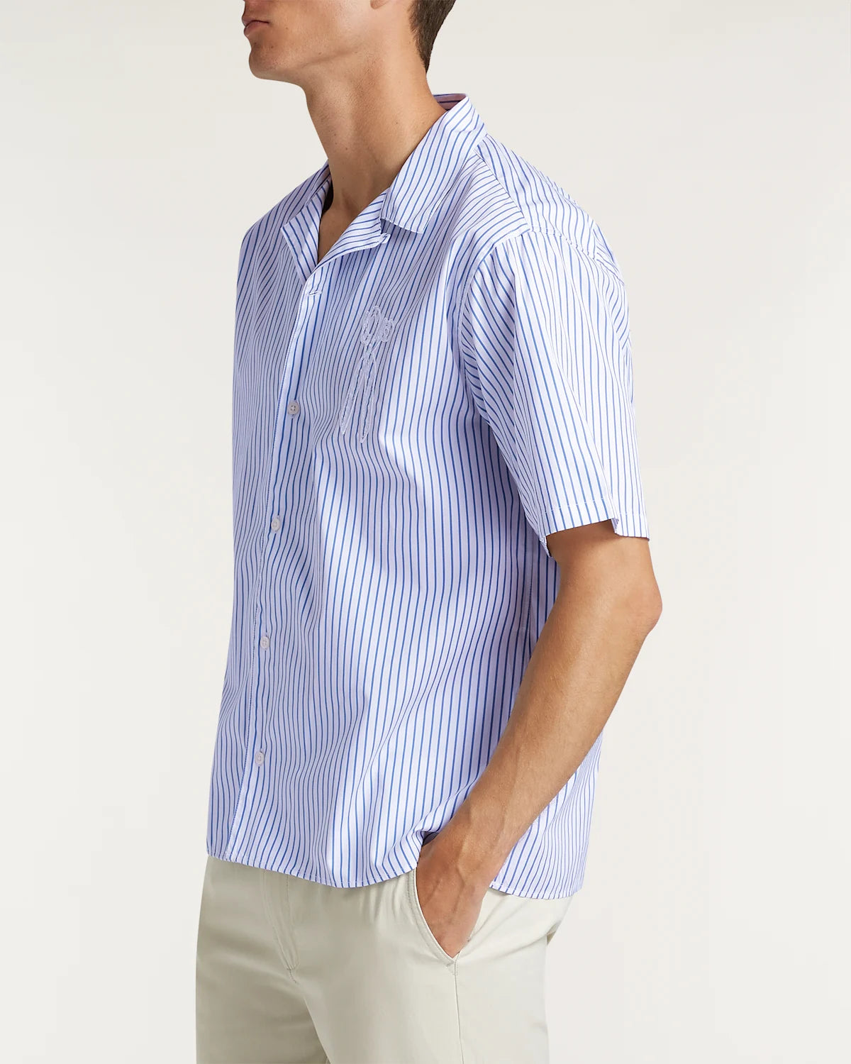 DENHAM SCISSOR PATCH BOWLING SHIRT CPS-Regular White
