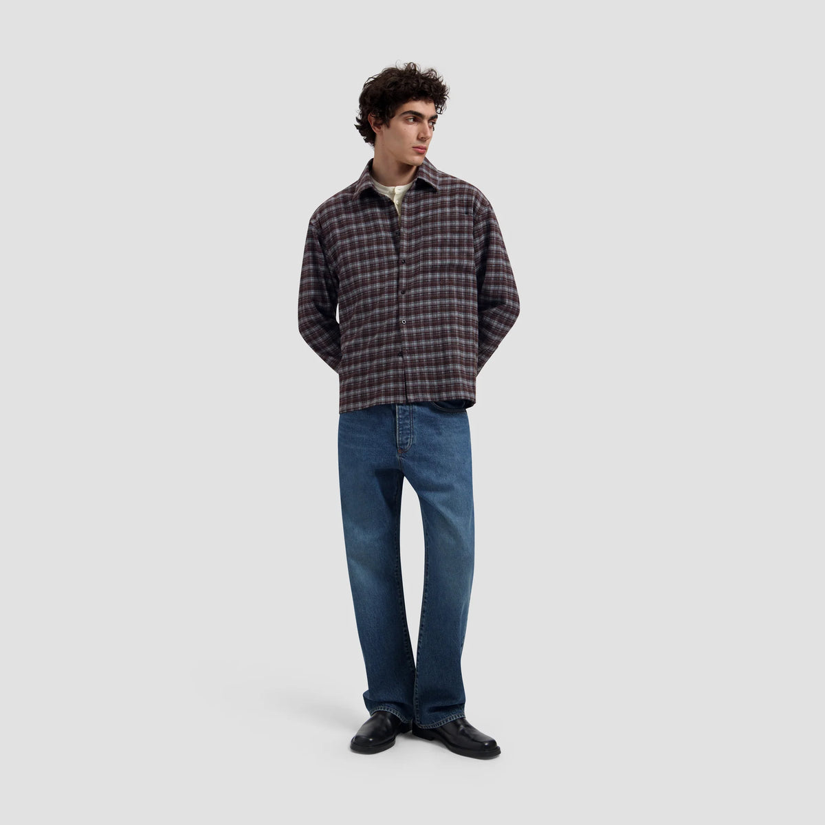 OLAF FLANNEL BOXY SHIRT - CHOCOLATE PLUM/WINDSURFER