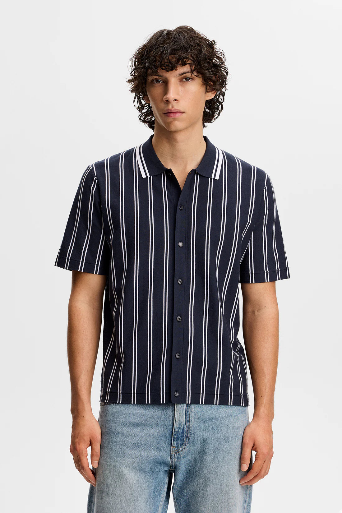 J.LINDEBERG RUE KNIT SS SHIRT Navy