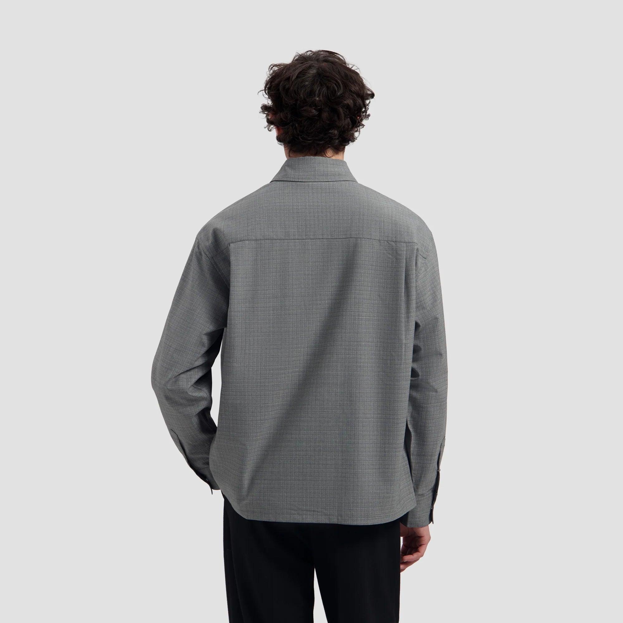 OLAF WOOL BOXY SHIRT - HEATHER GREY