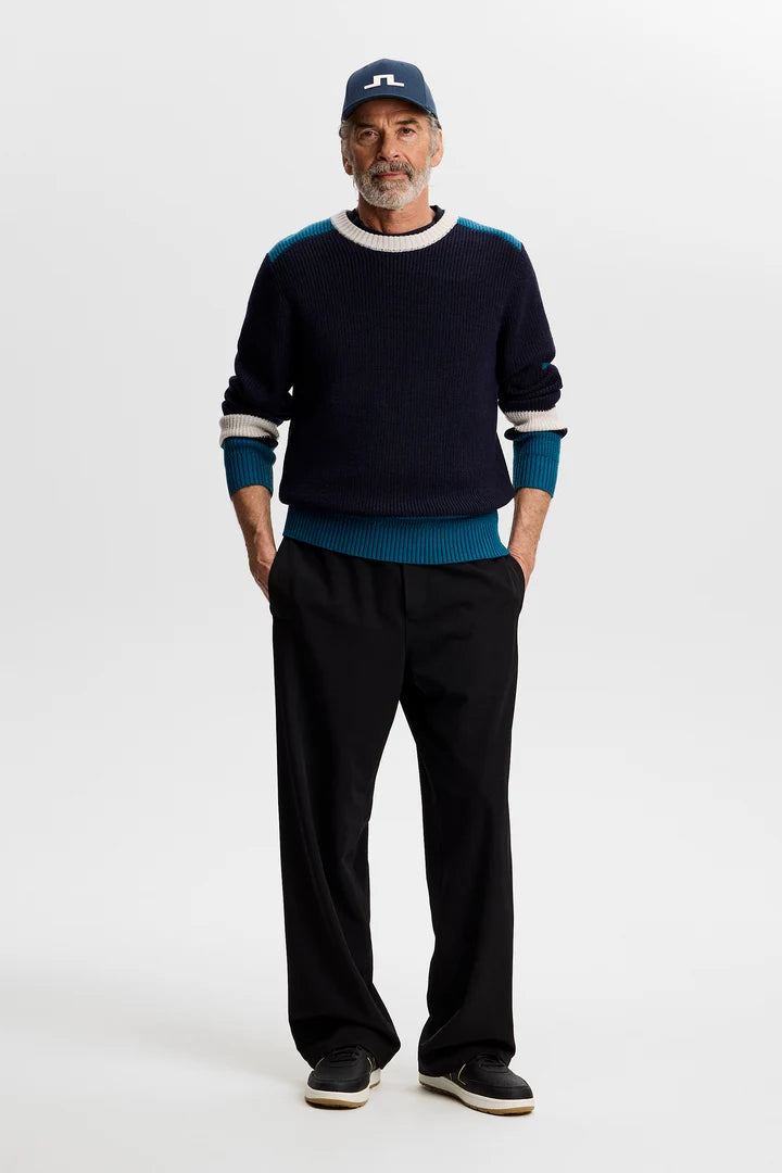 J.LINDEBERG STAN COLOUR BLOCK KNIT | Jl Navy