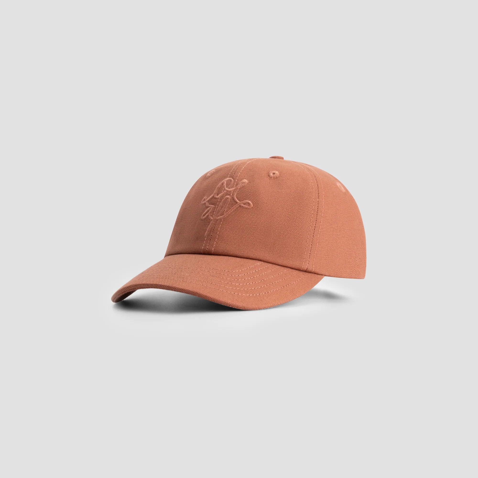 OLAF MONOGRAM WASHED CANVAS CAP - BURNT CORAL