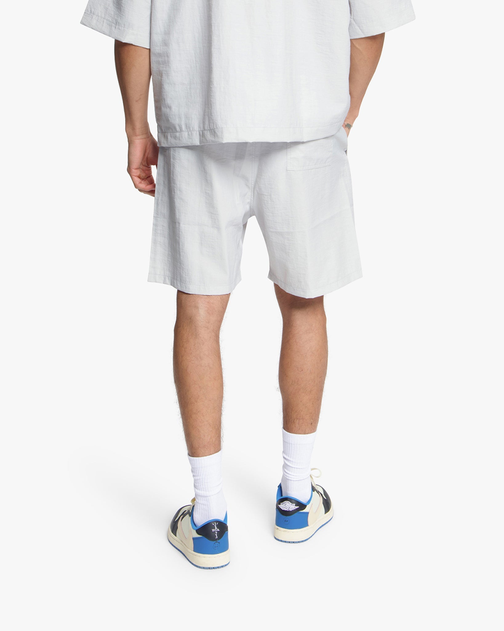 Croyez Crinkle Patch Shorts | Light Grey