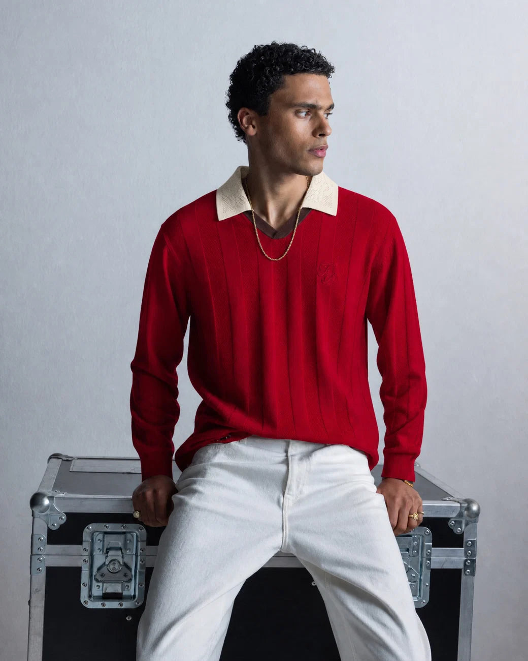 FILLING PIECES Knit Football Jersey Scarlet Red