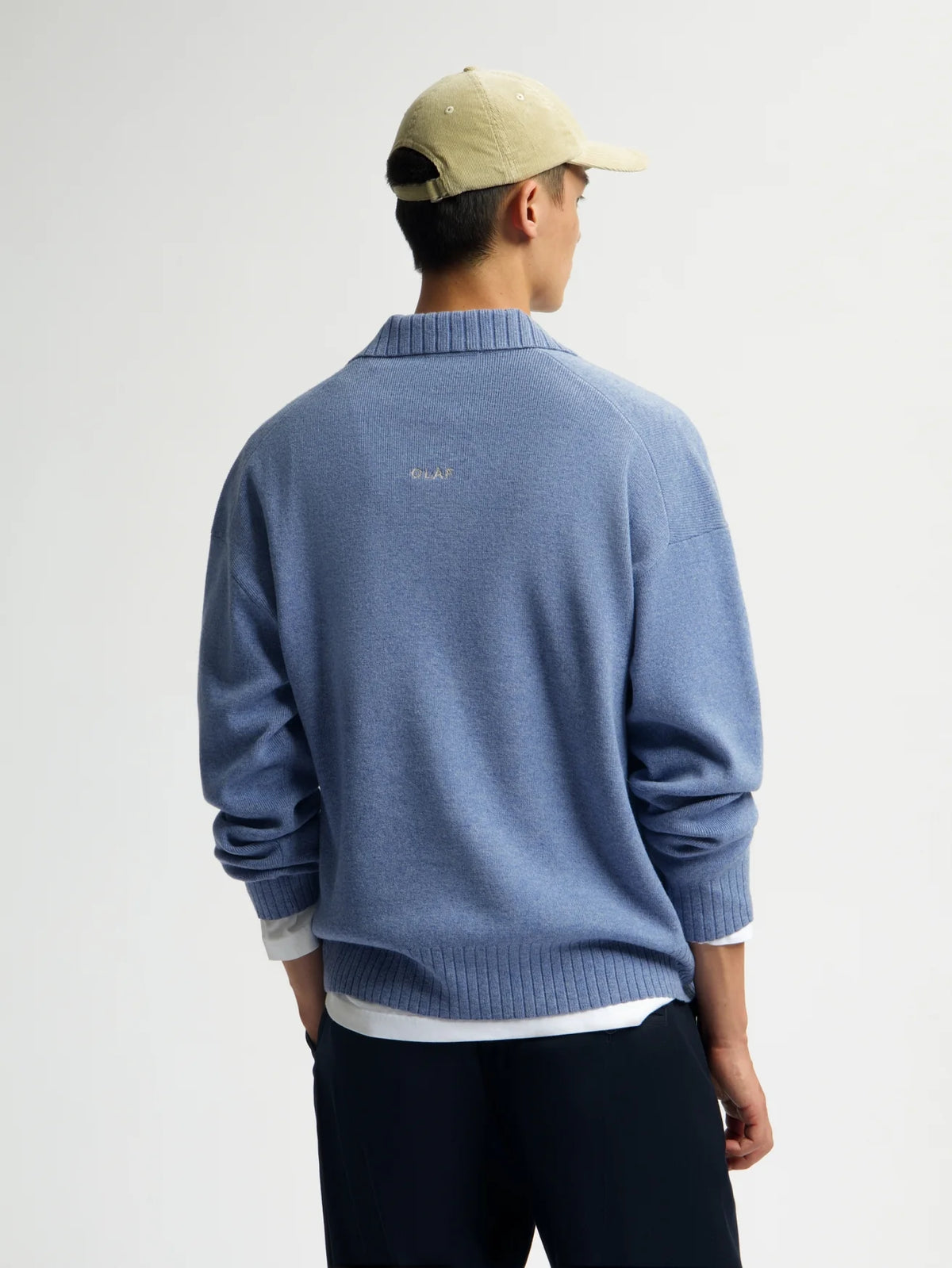 OLAF ESSENTIAL KNITTED POLO Dusty Blue