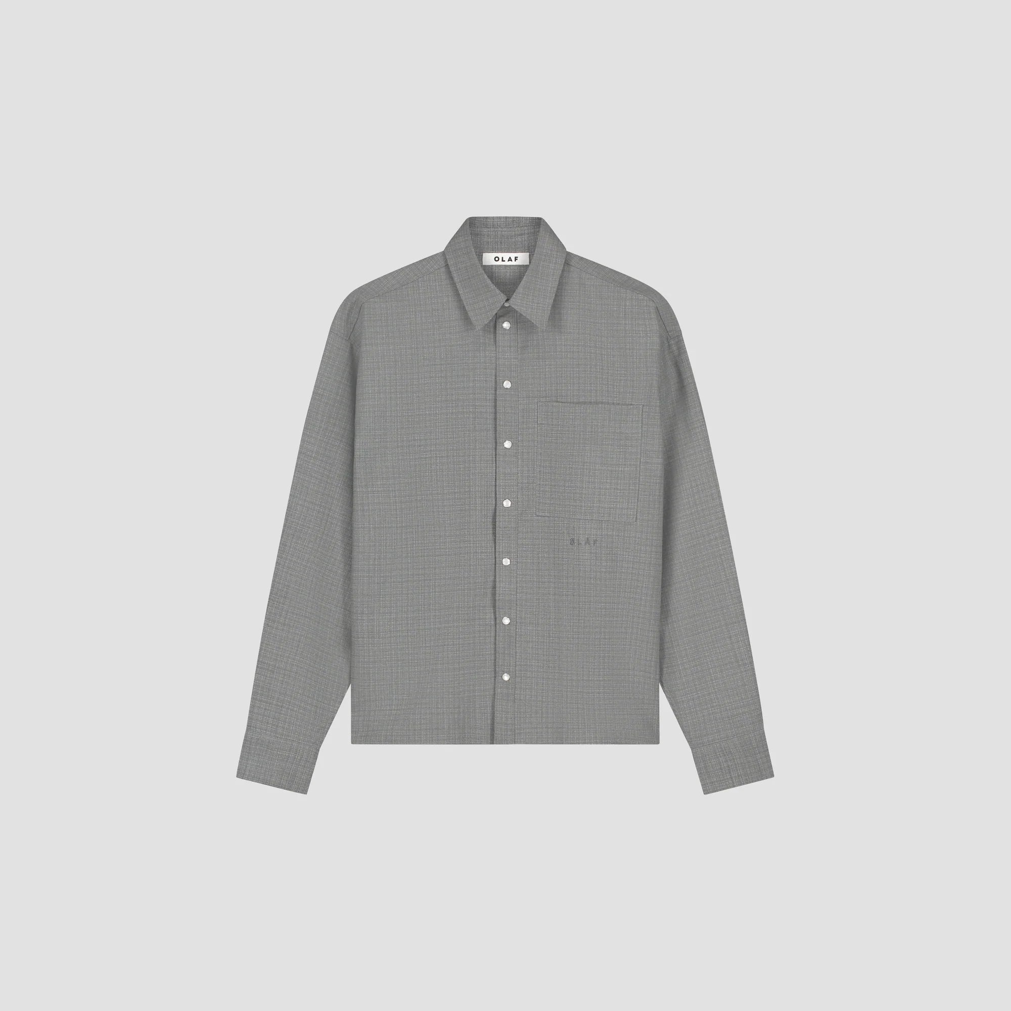 OLAF WOOL BOXY SHIRT - HEATHER GREY