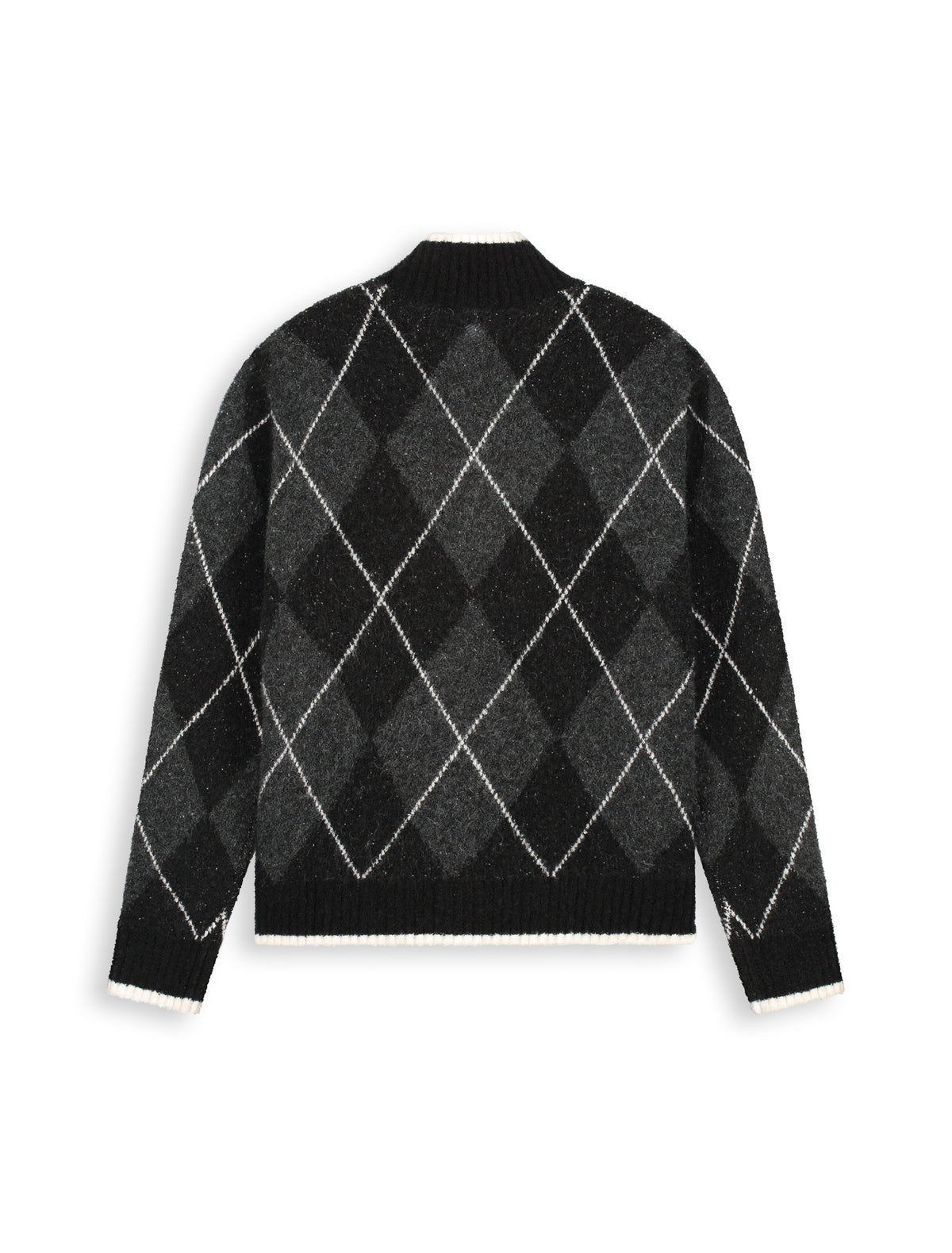 PURE PATH Argyle Half-zip Knit Sweater Black