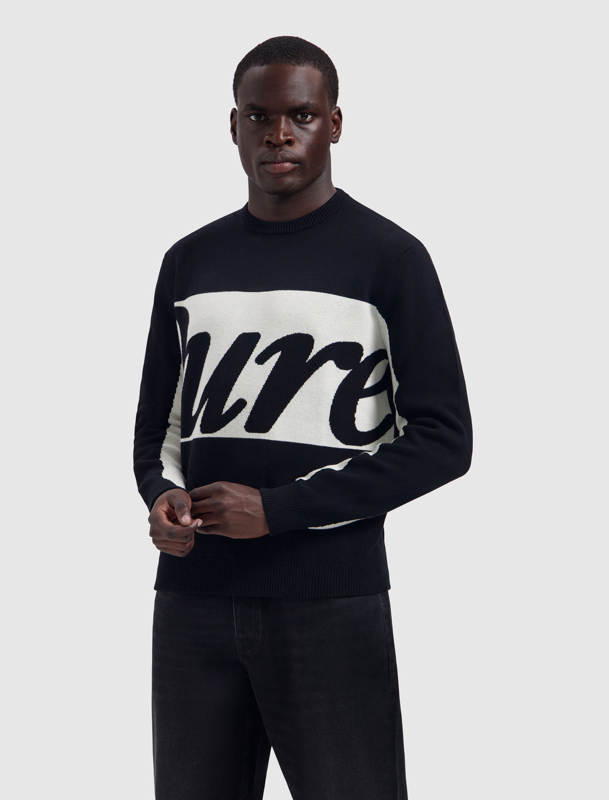 PURE PATH Jacquard Pure Knit Sweater Black