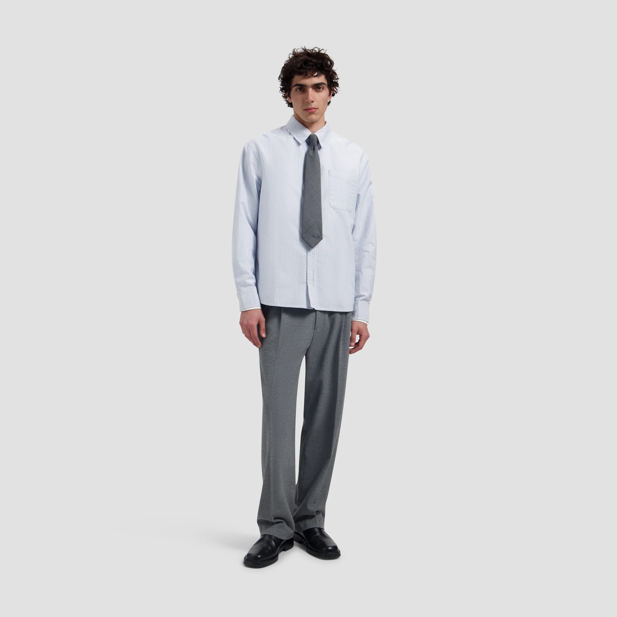 OLAF OXFORD RELAXED SHIRT - WHITE/NAVY ACADEMY