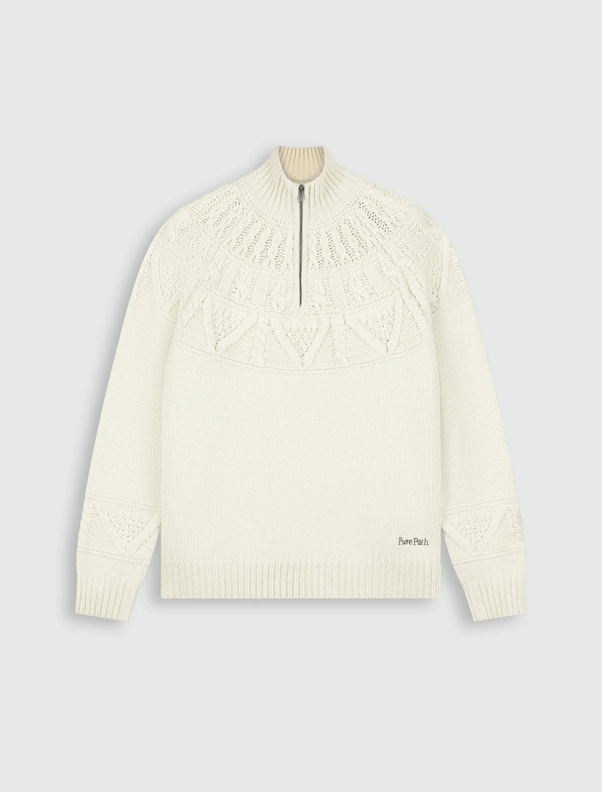 PURE PATH HEAVY CABLE KNIT SWEATER | Ecru