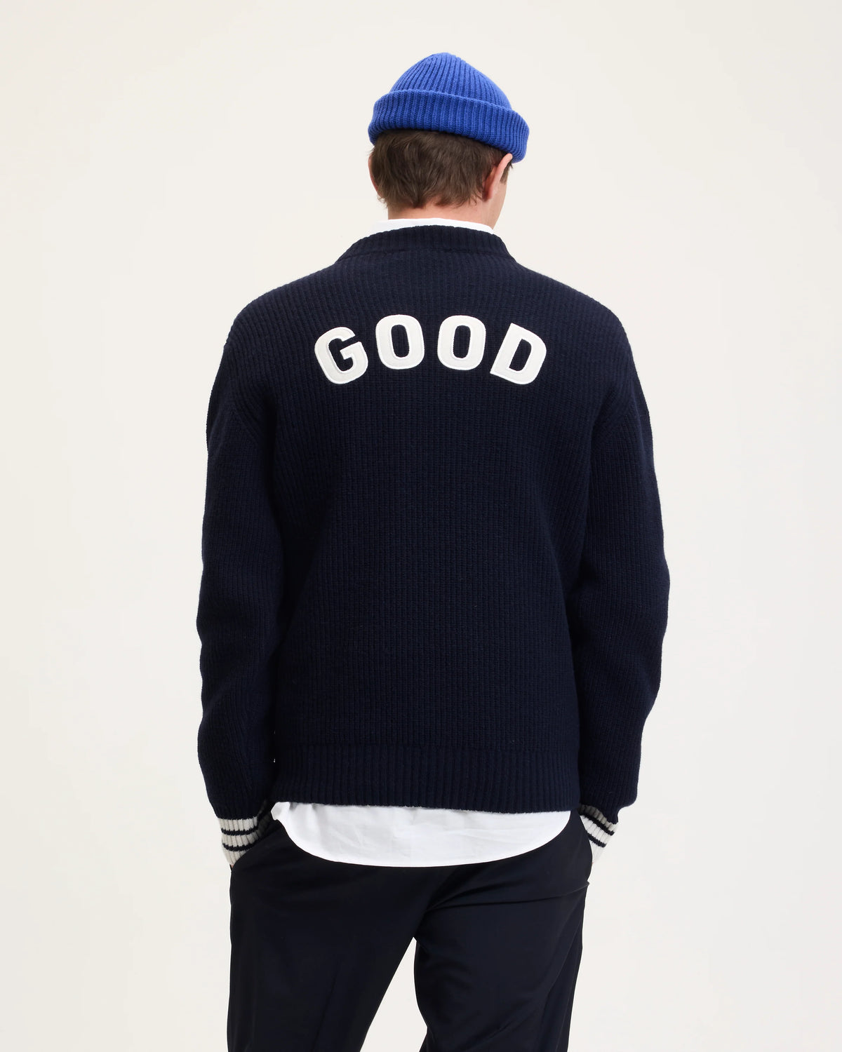GOOD PEOPLE Kane Good Knitted Sweater Navy White