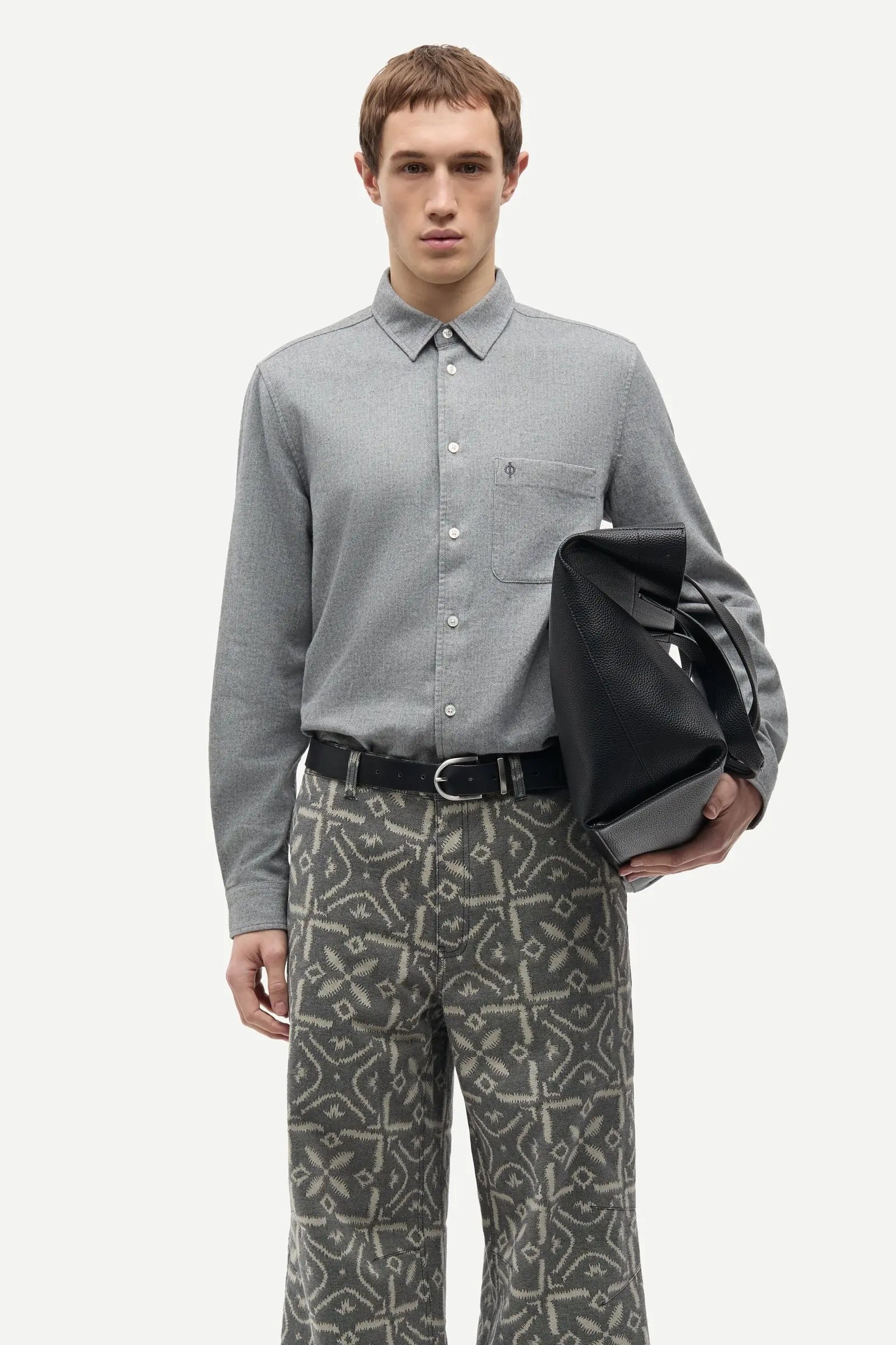 SAMSOE SAMSOE SAKLAS V-NECK 15392 Grey Herringbone
