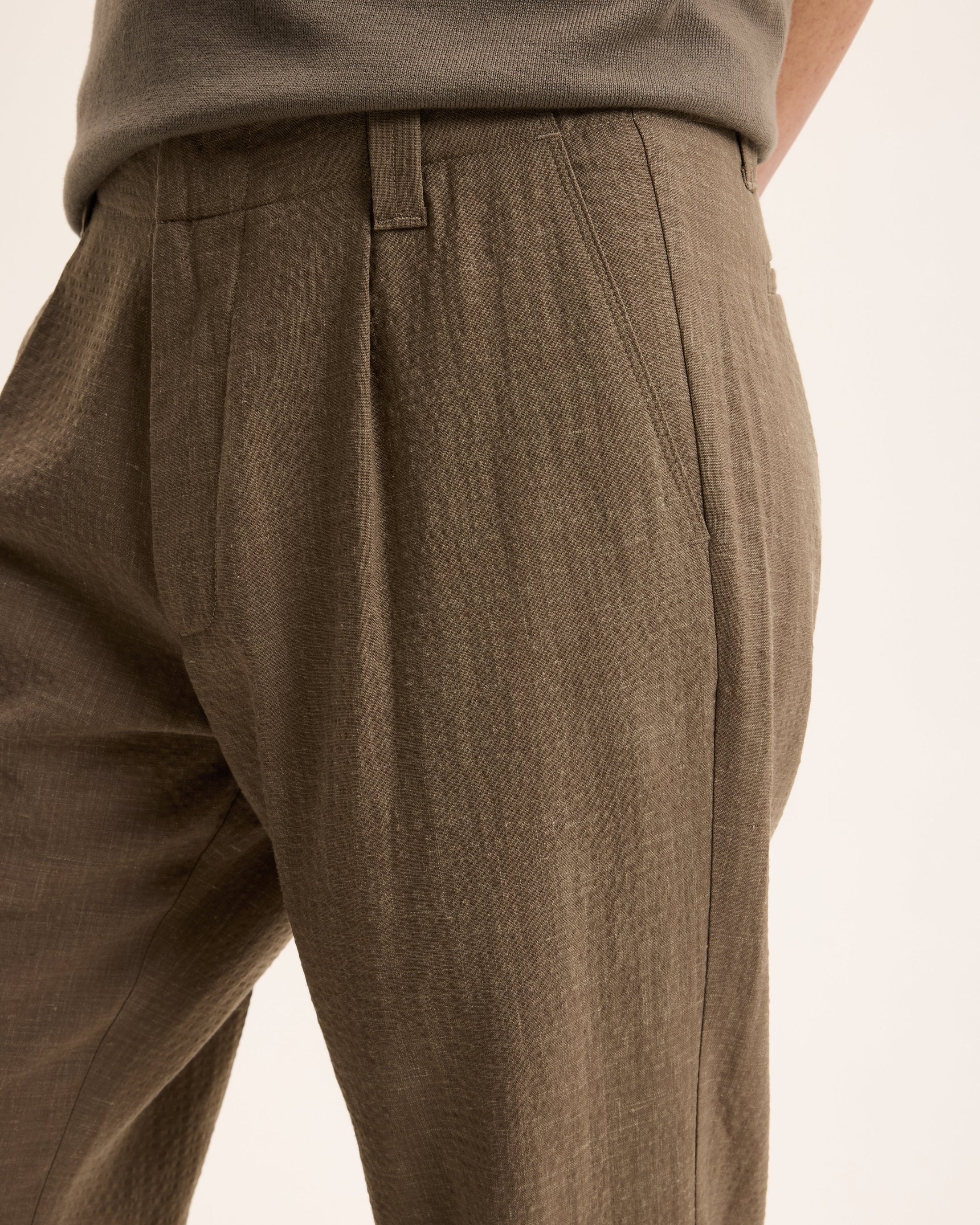 GOOD PEOPLE Bart Breathable Wool Trousers Earth