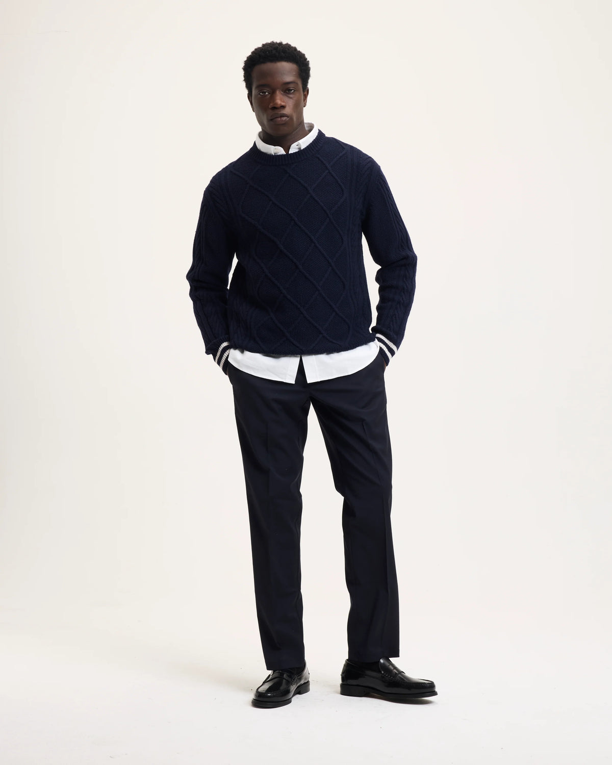 GOOD PEOPLE Kpattern Knitted Sweater Navy