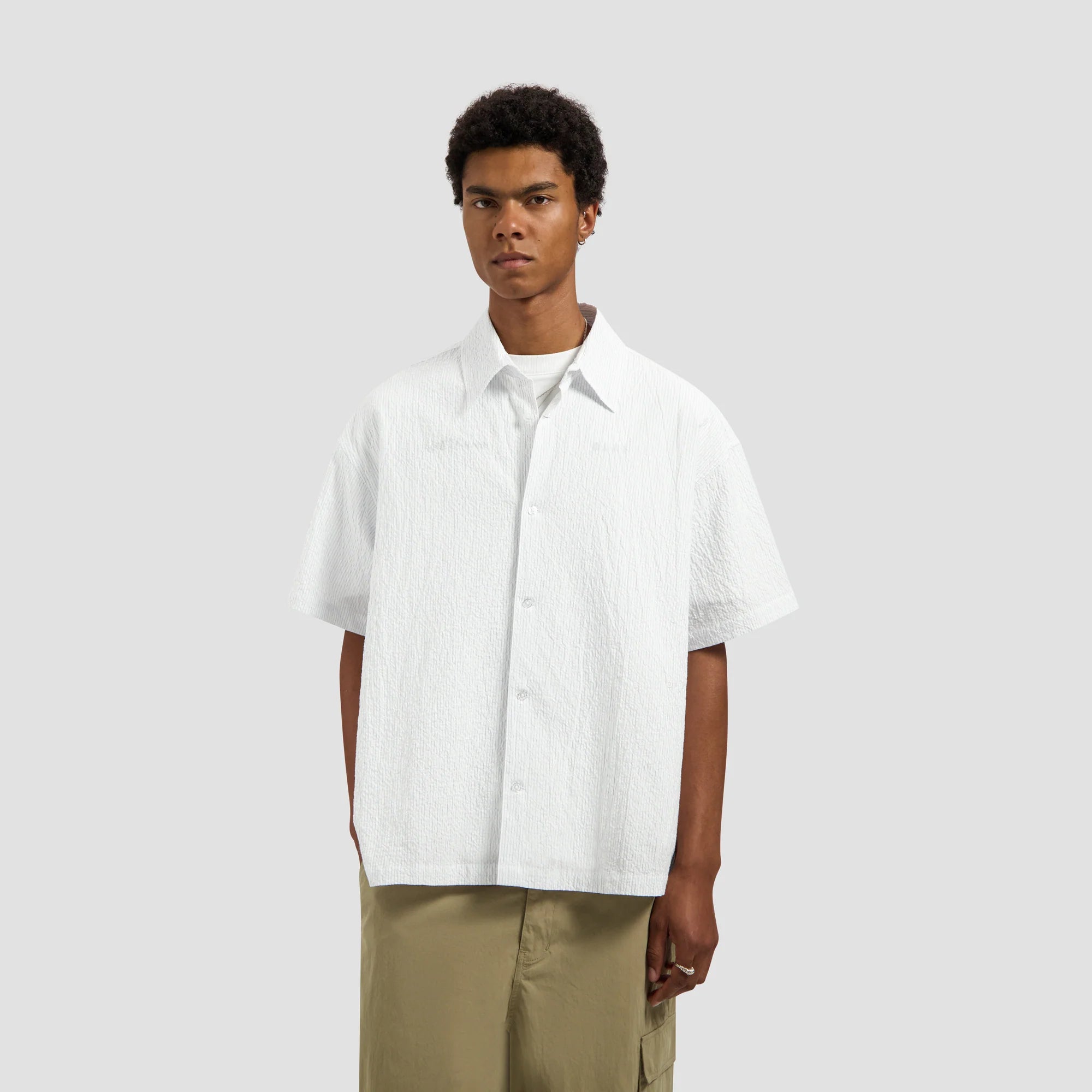 OLAF STRIPE BOXY SS SHIRT - OPTICAL WHITE