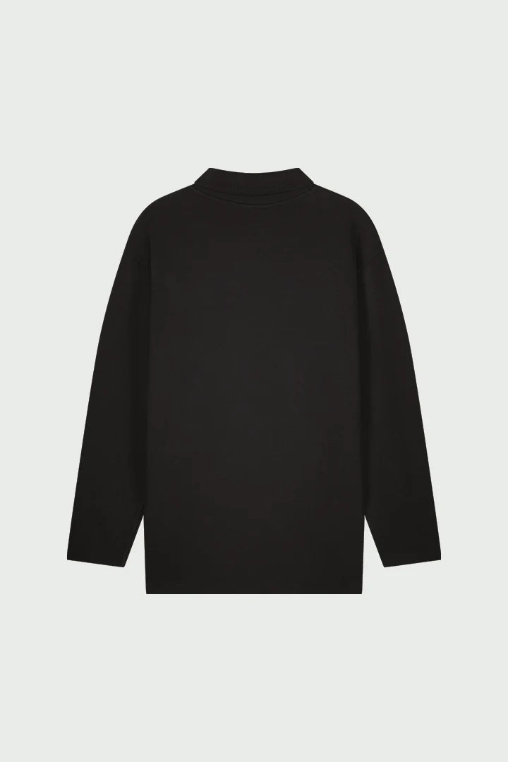 AMPÉRE | Gijs Jacquard L/S Polo | Pirate Black
