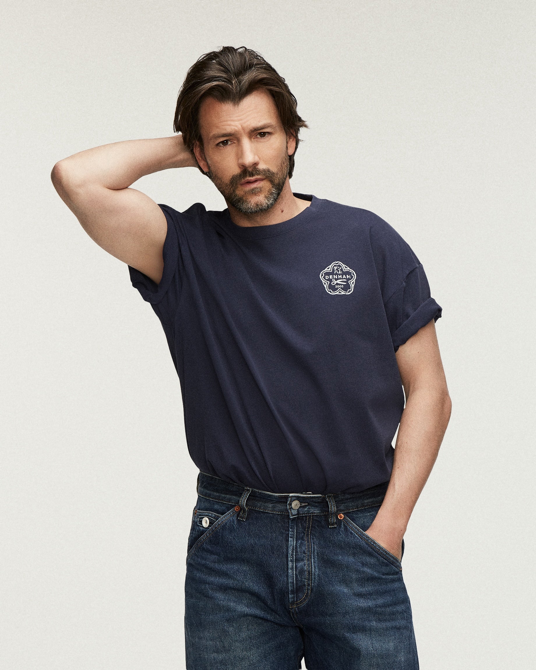DENHAM SAKE SS BOXY TEE Blue