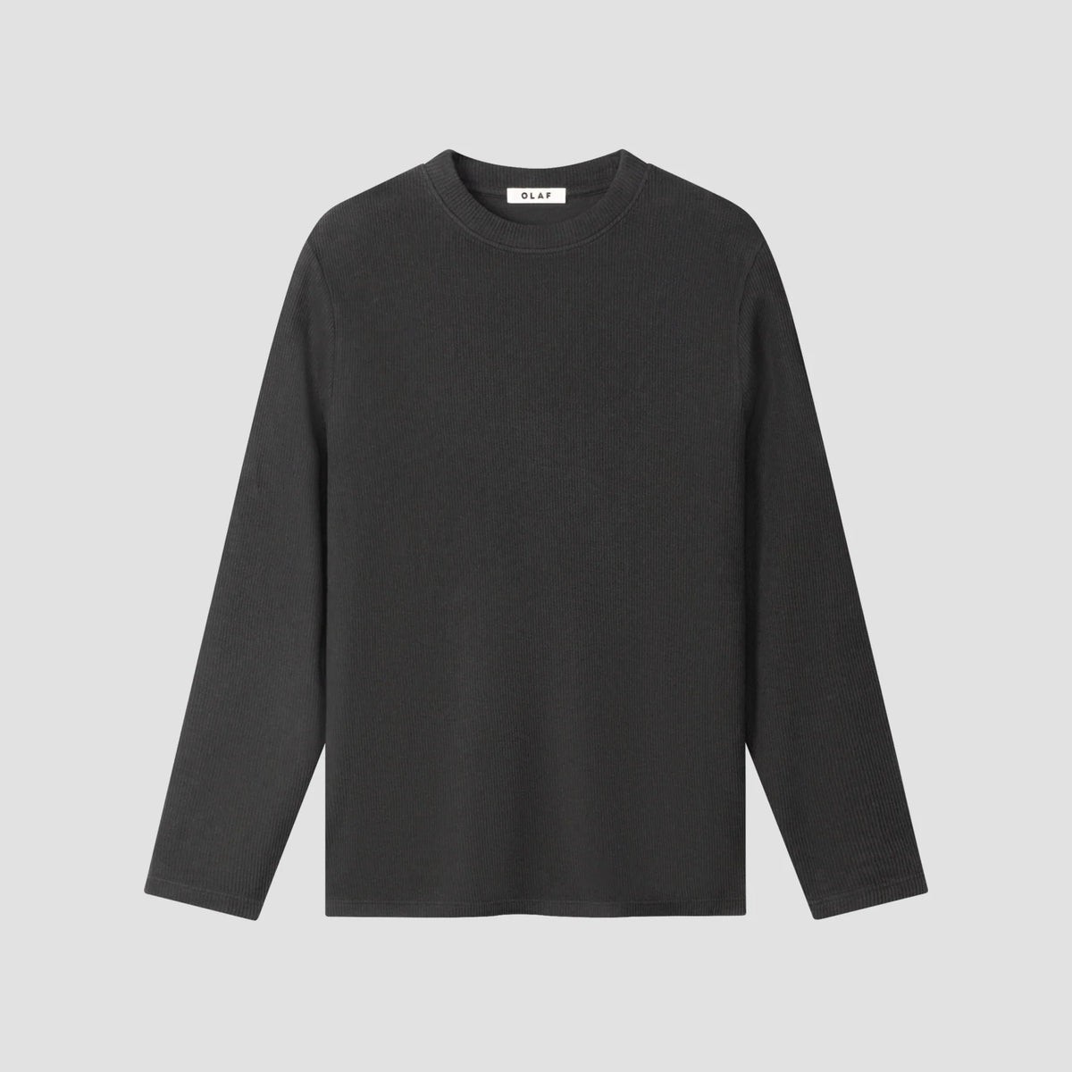 OLA RIBBED LS TEE Charcoal