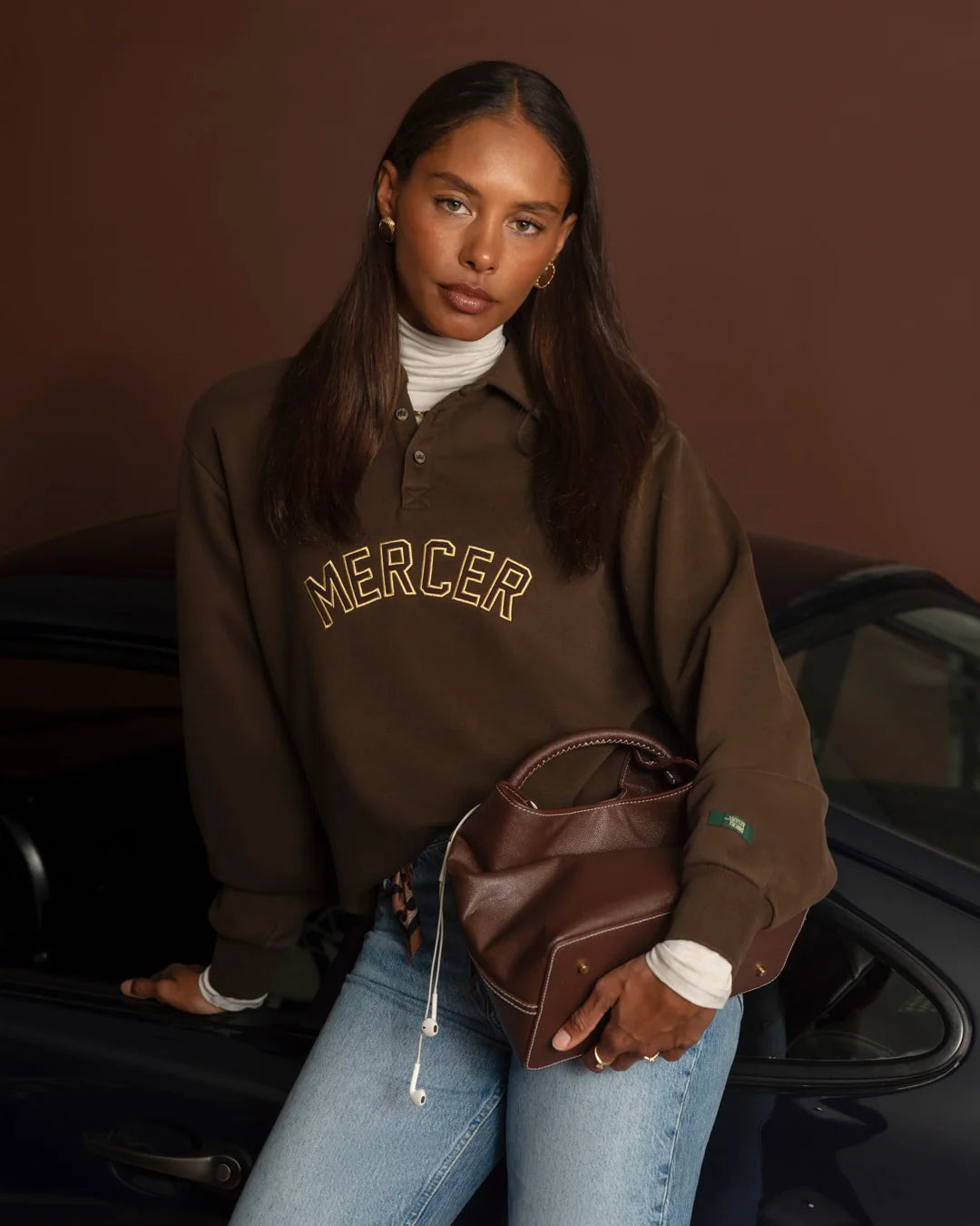 MERCER The Mercer Sweat Polo Brown