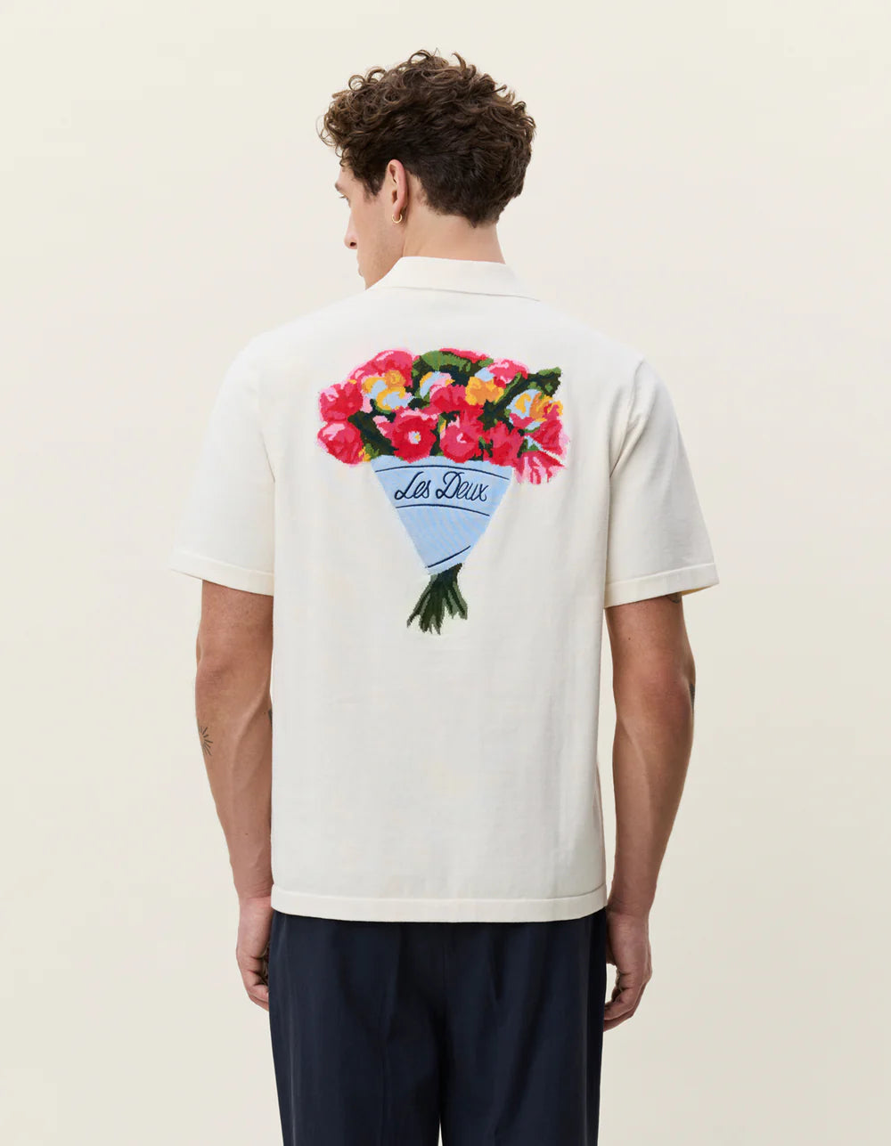 LES DEUX Bouquet Knitted SS Shirt Eggnot White
