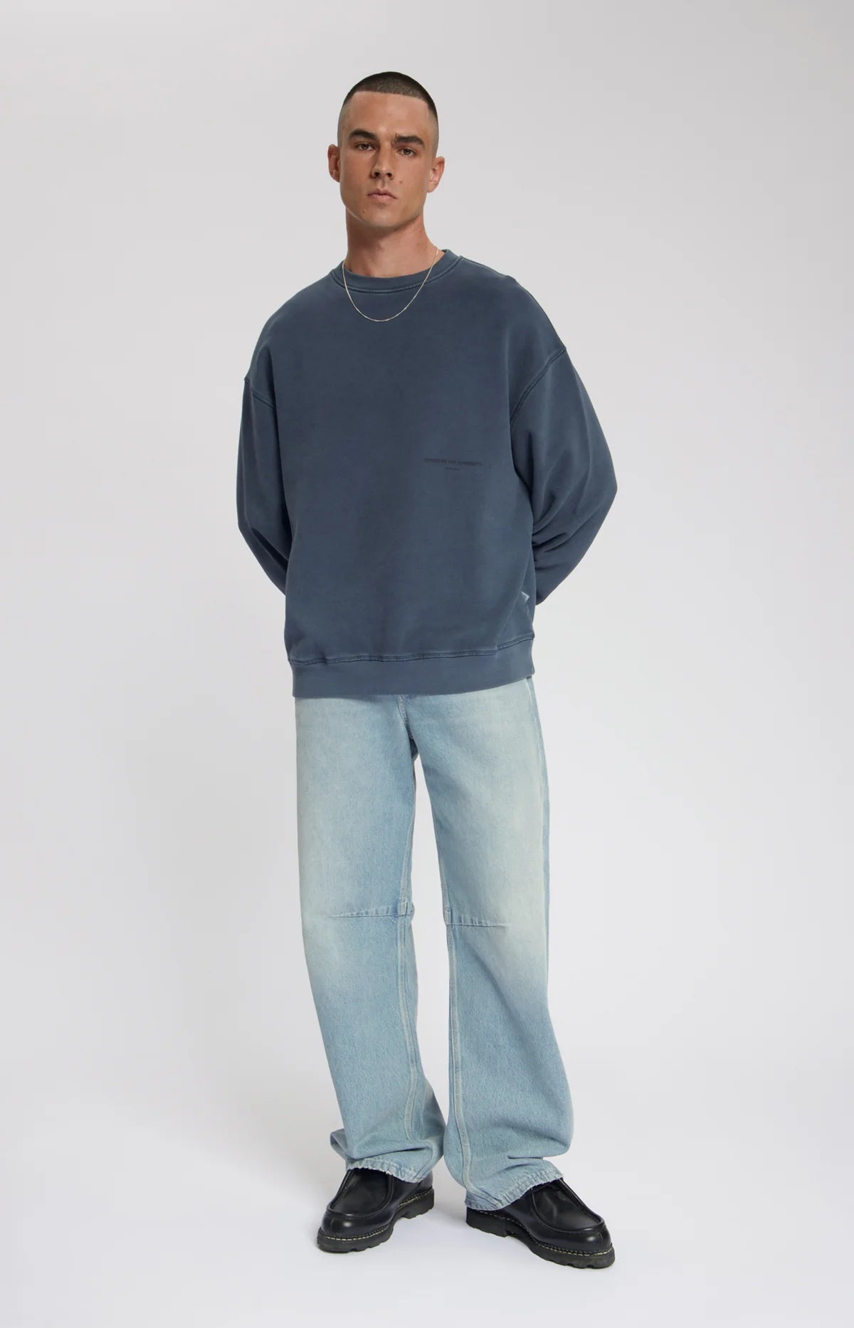 TORRIA GARMENT DYED CREWNECK SWEAT Mood Indigo