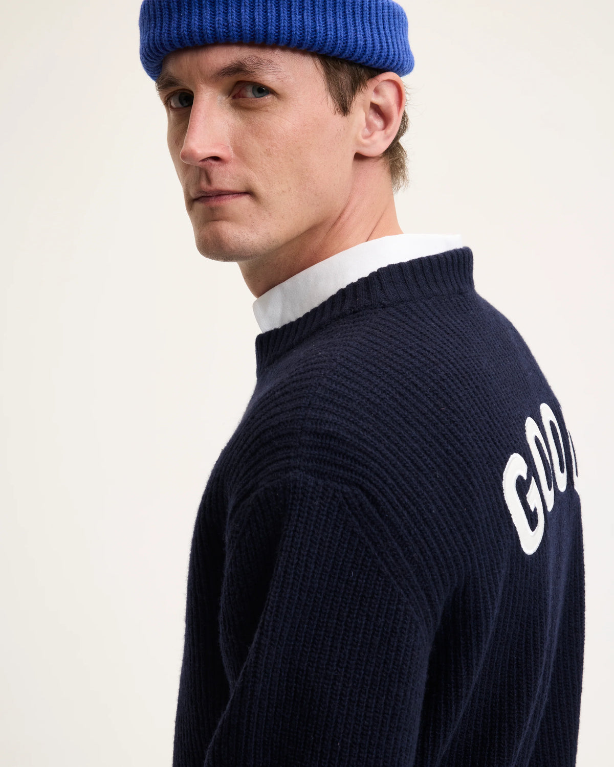 GOOD PEOPLE Kane Good Knitted Sweater Navy White