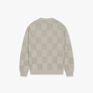 CROYEZ CHECKERBOARD KNIT SWEATER | GREY