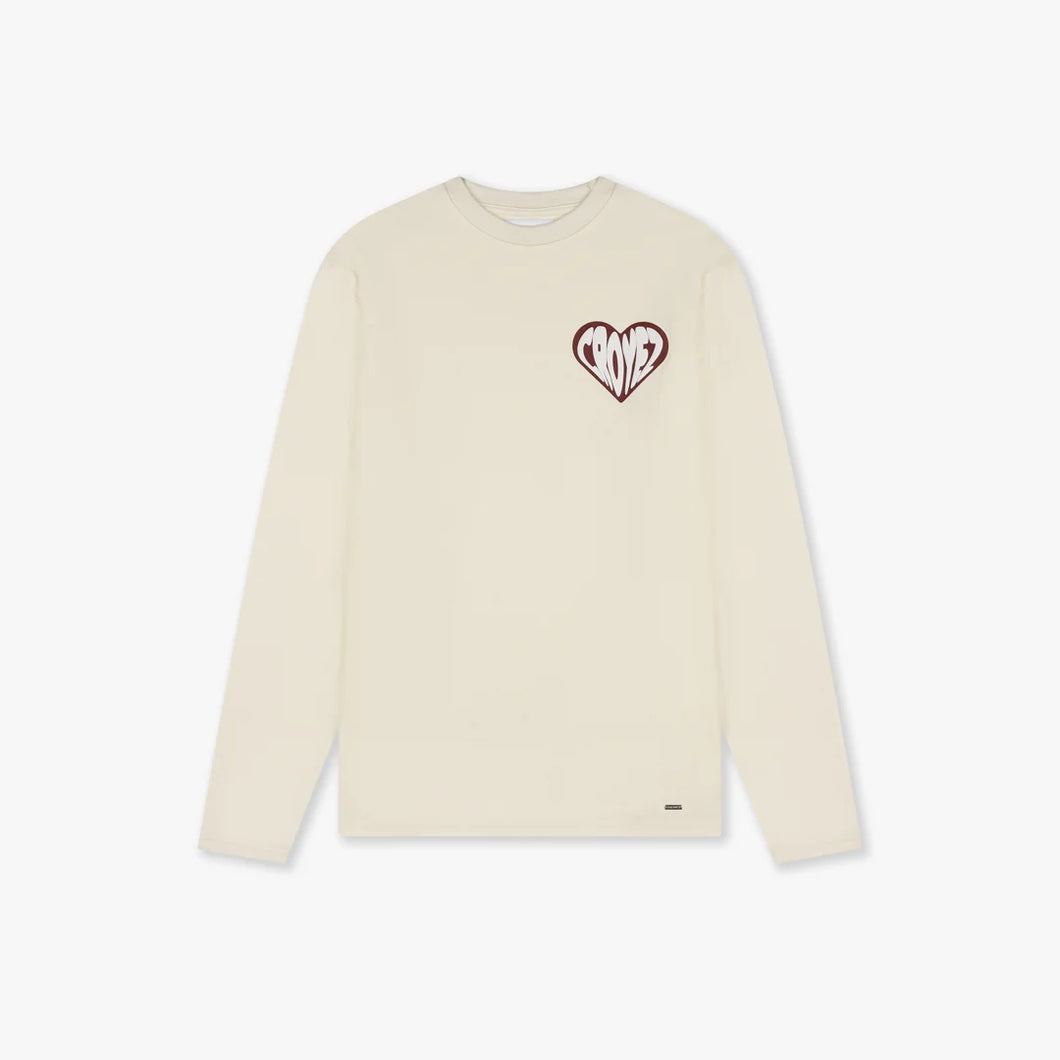 CROYEZ PUFFED HEART LONGSLEEVE T-SHIRT Off White