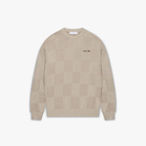 CROYEZ CHECKERBOARD KNIT SWEATER | GREY