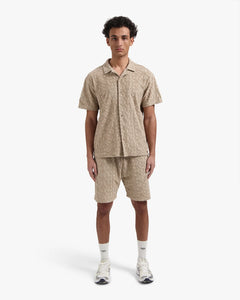 CROYEZ MONOGRAM TOWELLING SHORTS - Stone