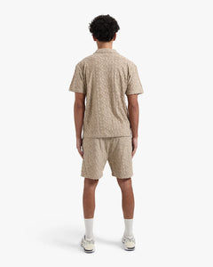 CROYEZ MONOGRAM TOWELLING SHORTS - Stone