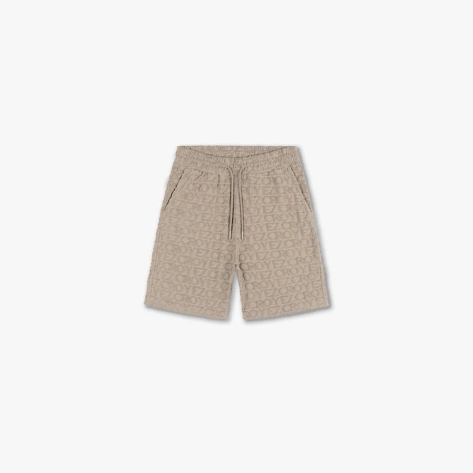 CROYEZ MONOGRAM TOWELLING SHORTS - Stone