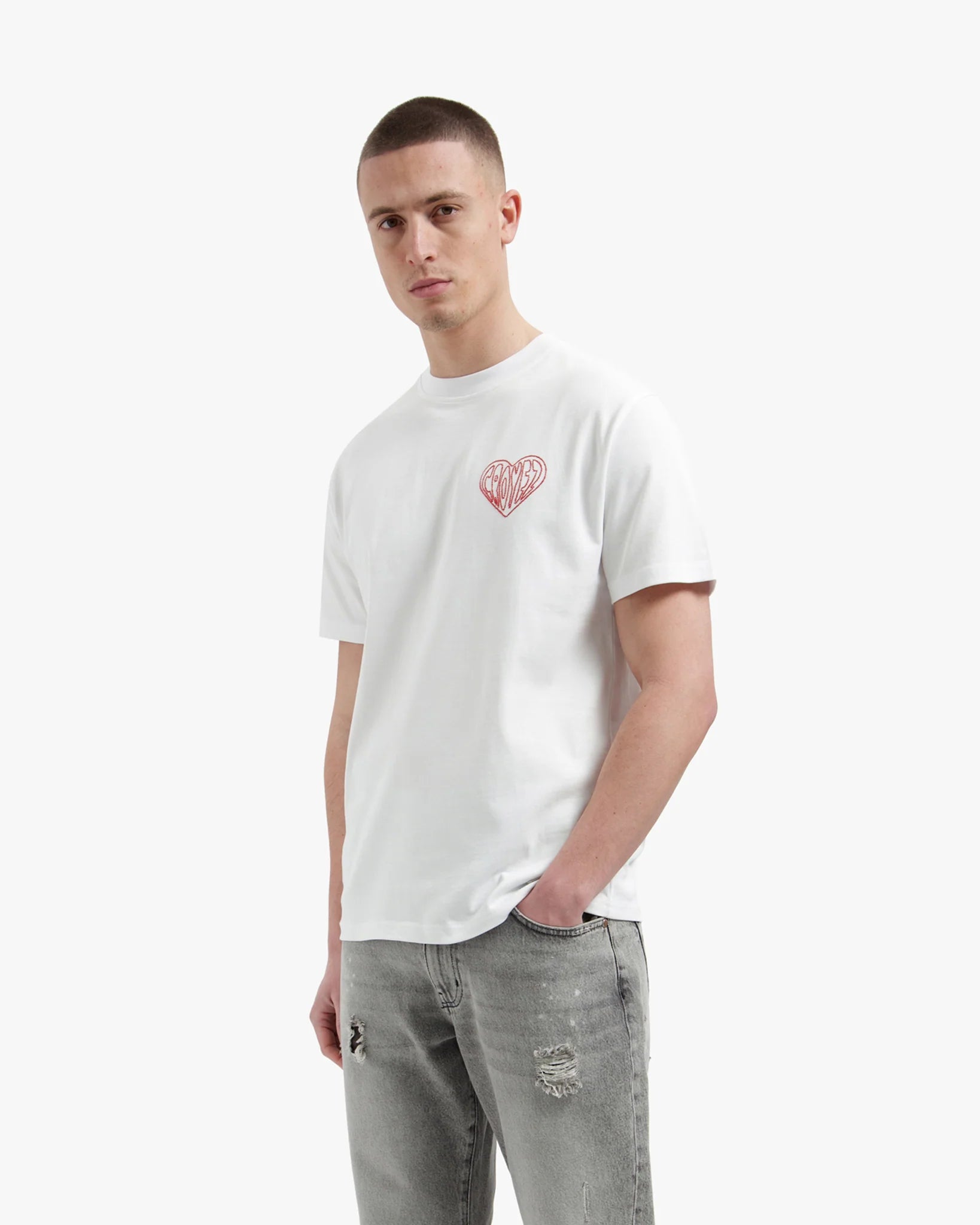 CROYEZ Stitched Heart T-Shirt Off-White