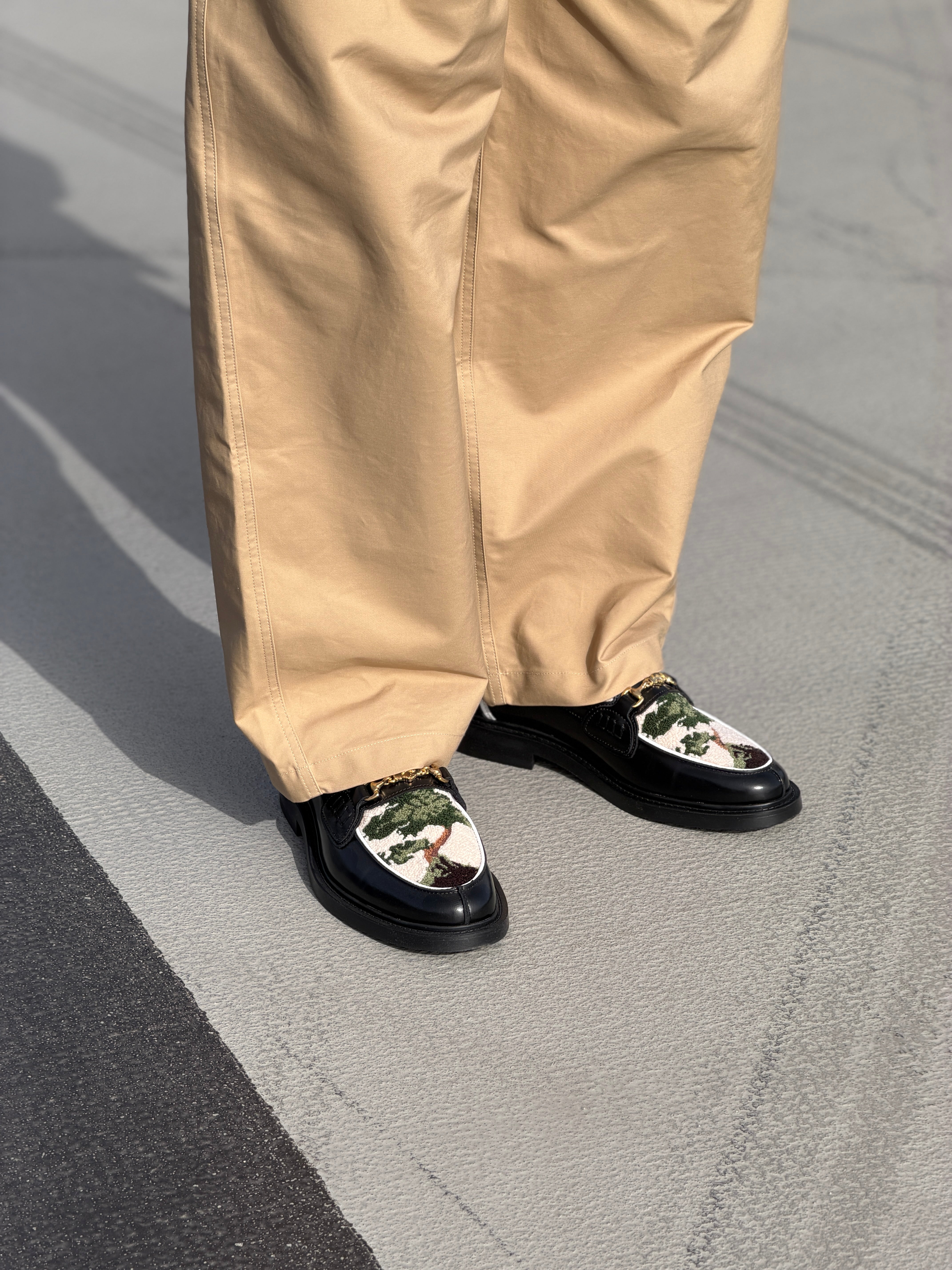 AMPÈRE Noor Double Weave Balloon Trousers in Olive Grey