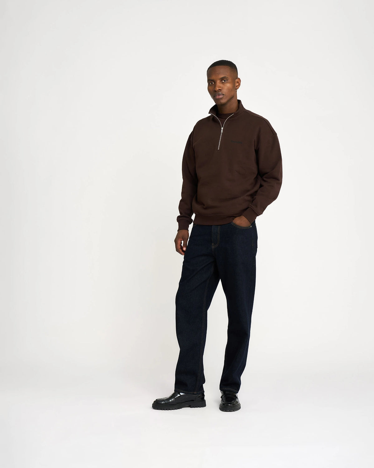 RESTERÖDS ZACK HALF ZIP SWEATER | BROWN