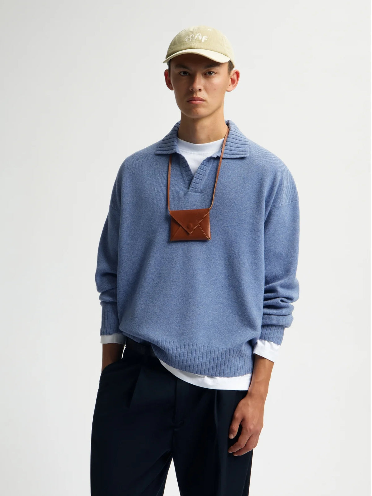 OLAF ESSENTIAL KNITTED POLO Dusty Blue