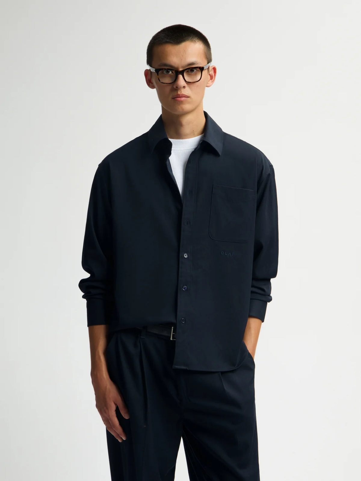 OLAF WOOL BLEND SHIRT Navy
