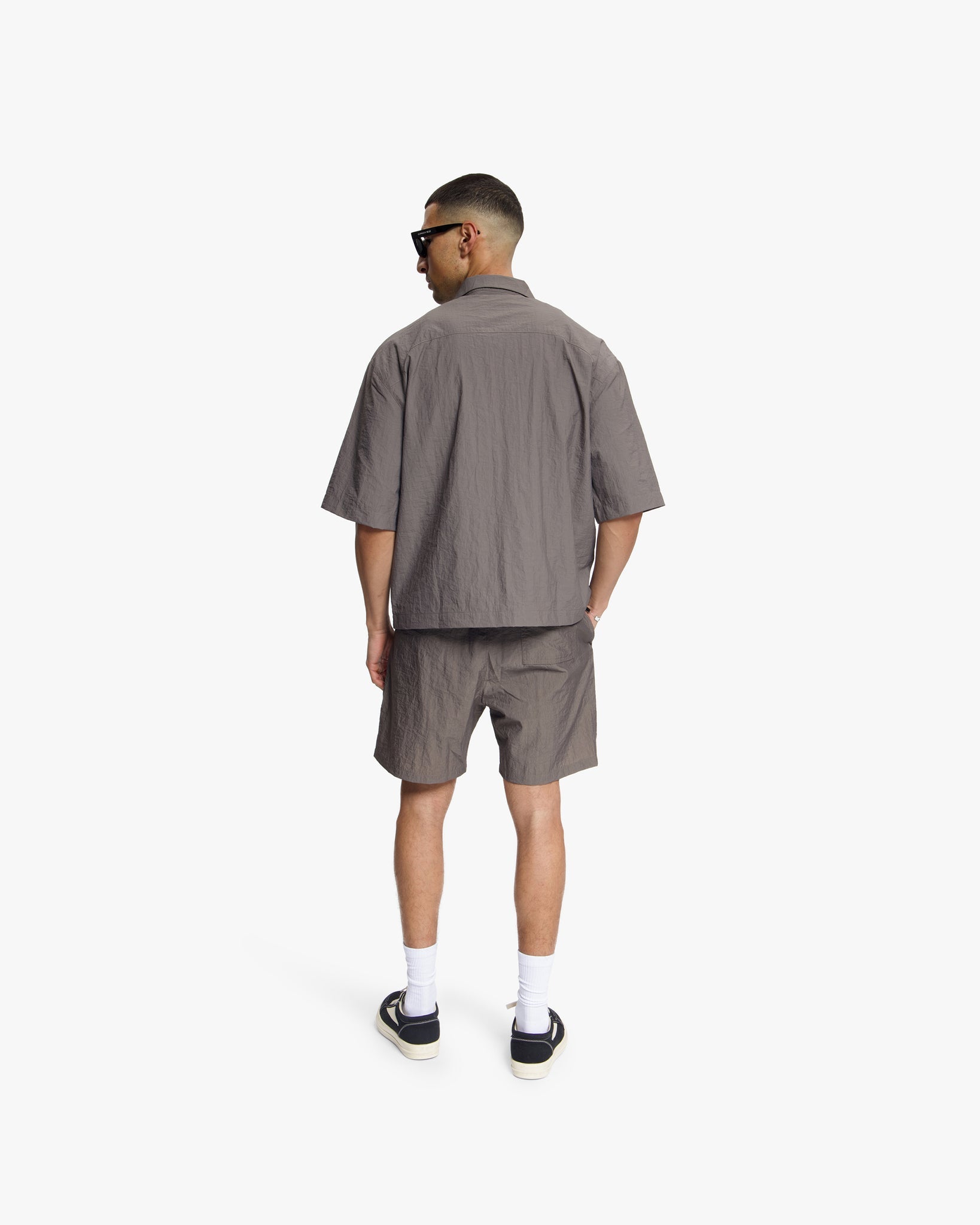 Croyez Crinkle Patch Shirt | Washed Brown