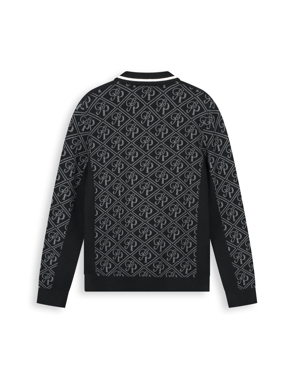 PURE PATH Jacquard Initials Knit Polo Black