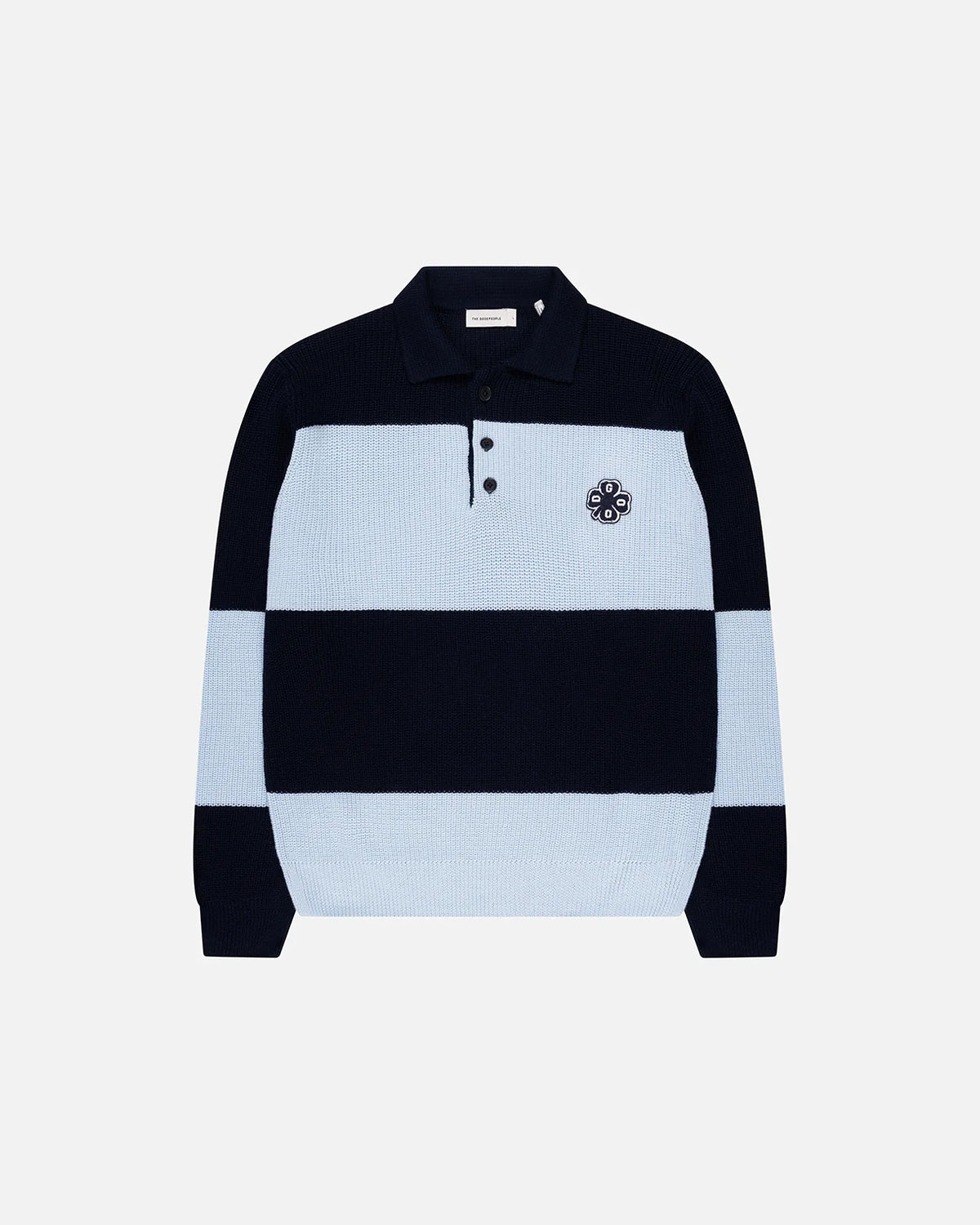 GOOD PEOPLE Kjeld Knitted Polo Navy Light Blue