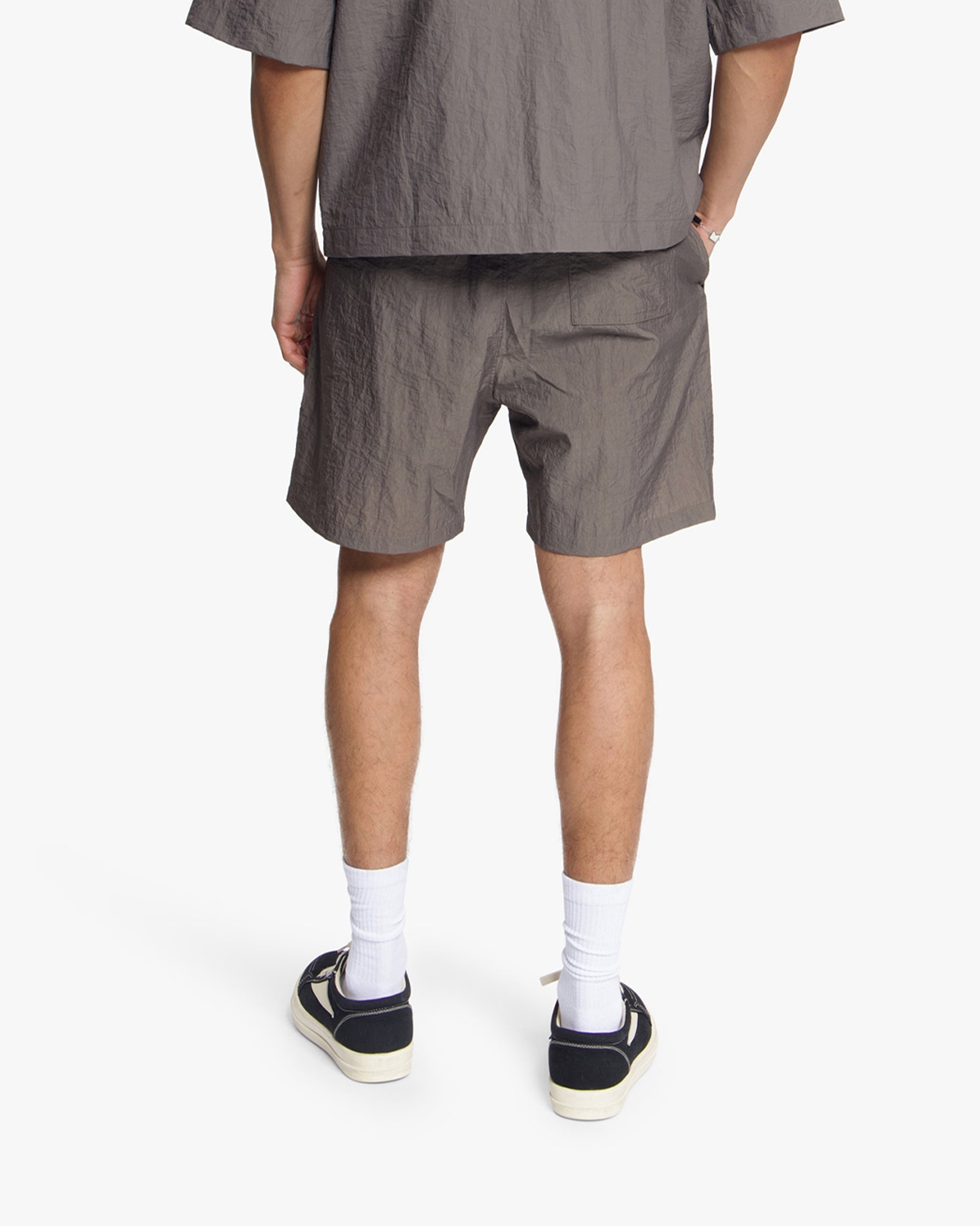 Croyez Crinkle Patch Shorts | Washed Brown
