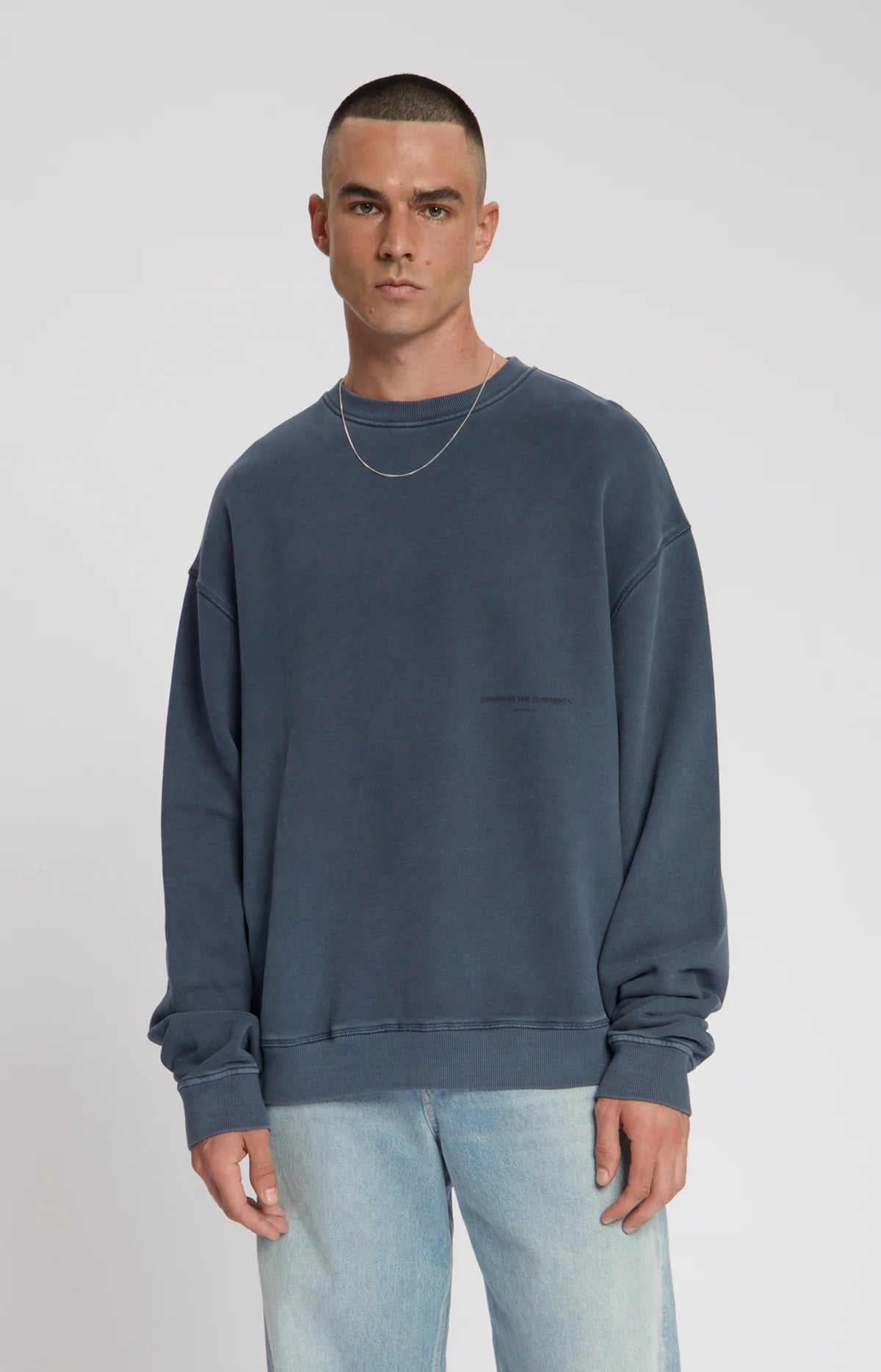 TORRIA GARMENT DYED CREWNECK SWEAT Mood Indigo