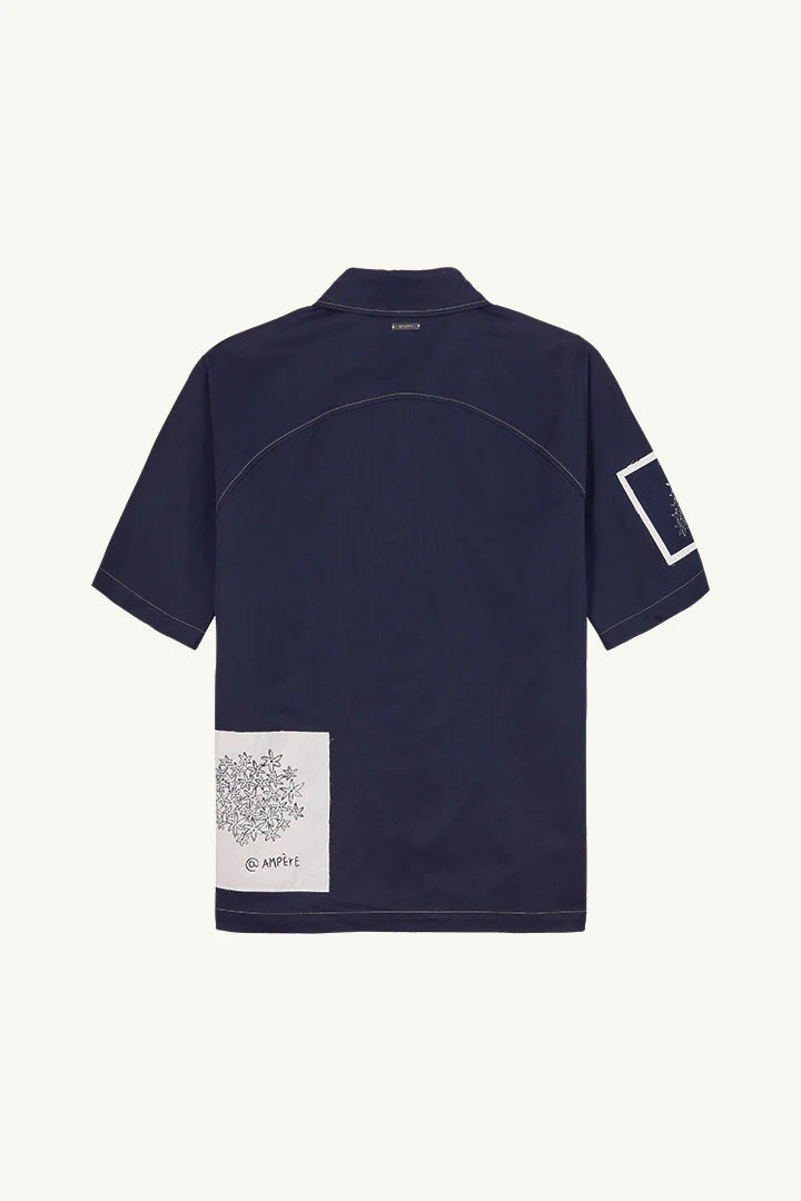 Ampère Ada Garbadine Short Sleeve Shirt in Dark Sapphire